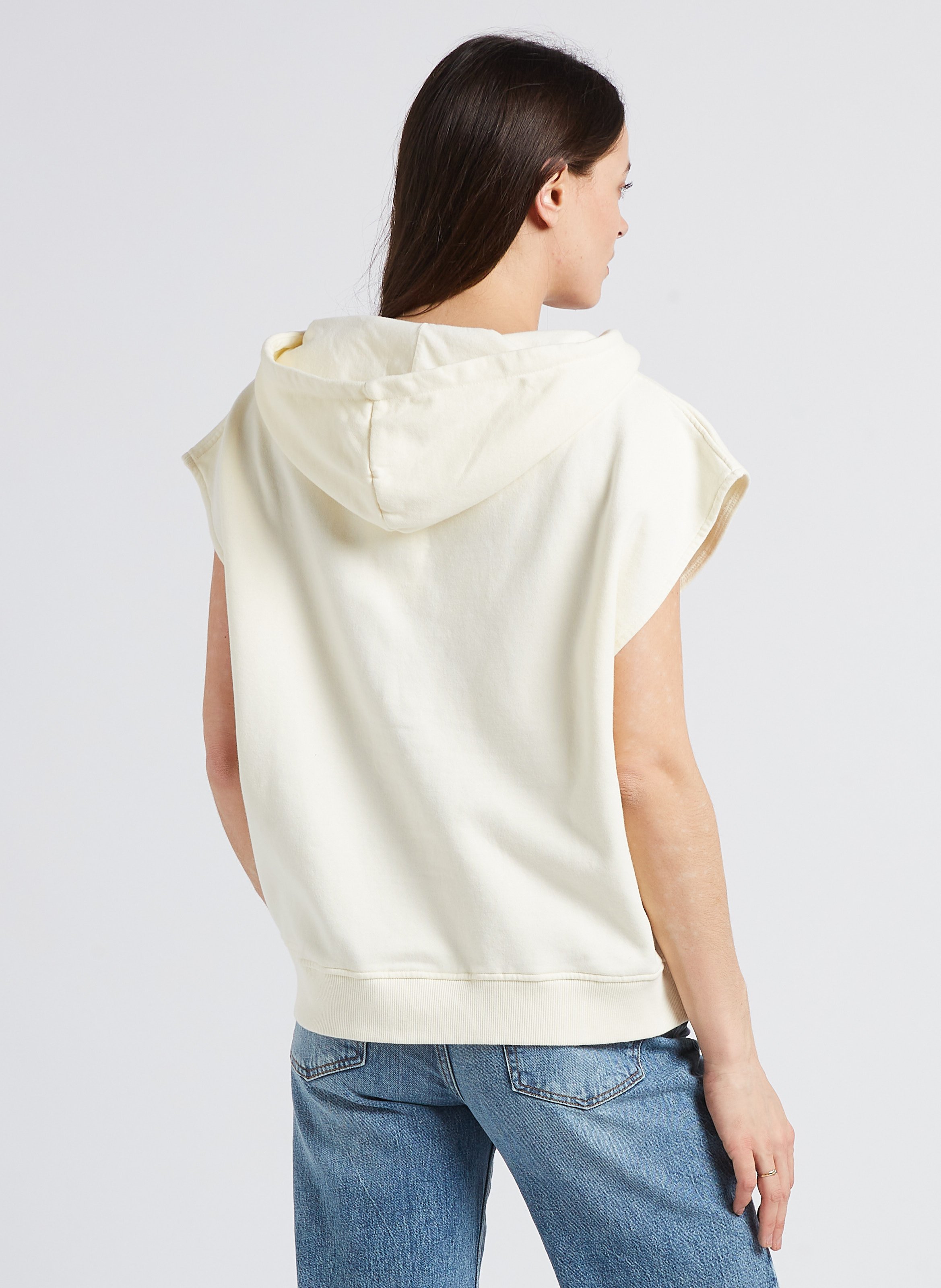 Sweat ample sans manches en coton sérigraphié SWILDENS Blanc