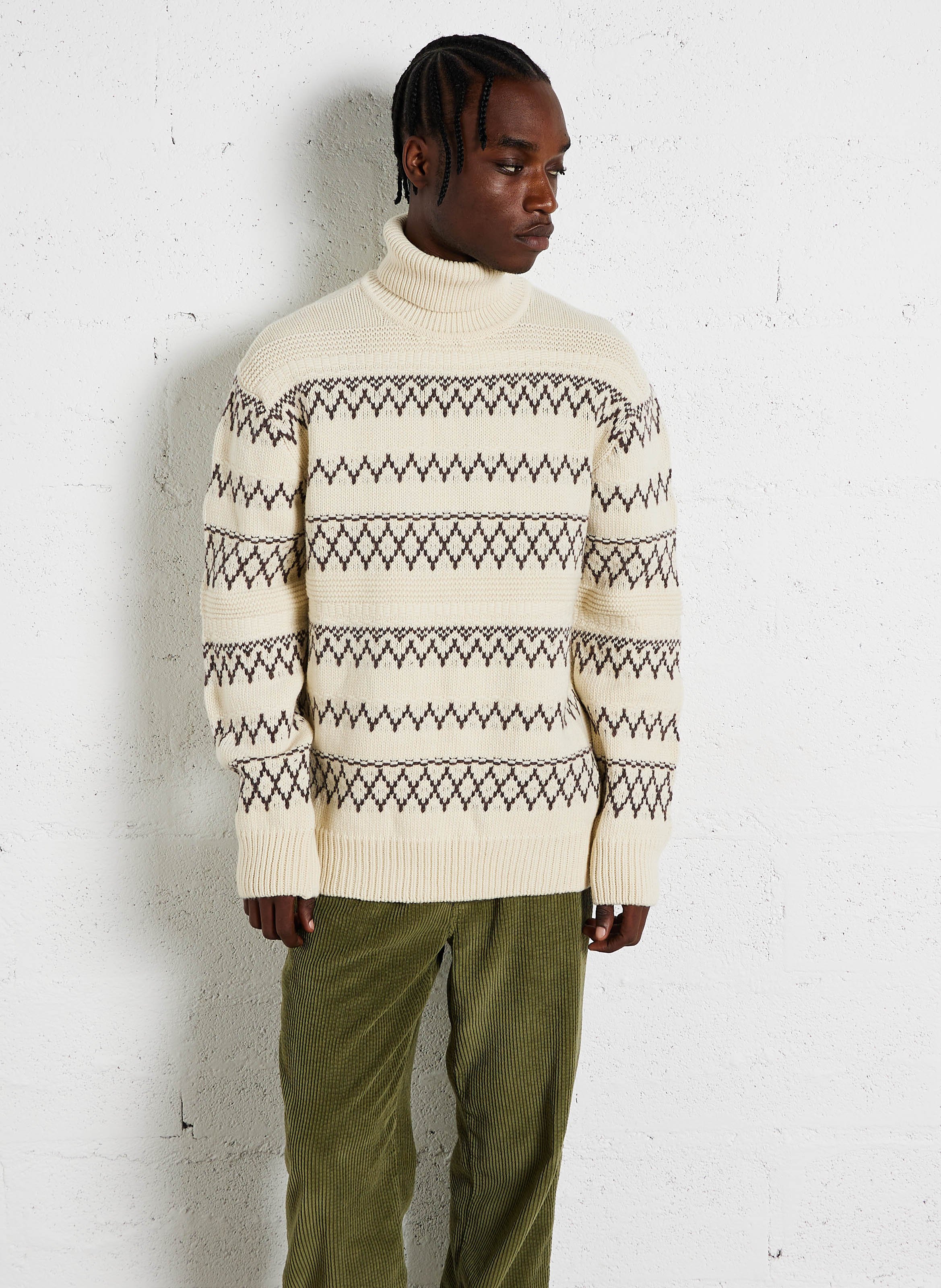 Pull ample col roulé en laine  KNOWLEDGE COTTON APPAREL Beige