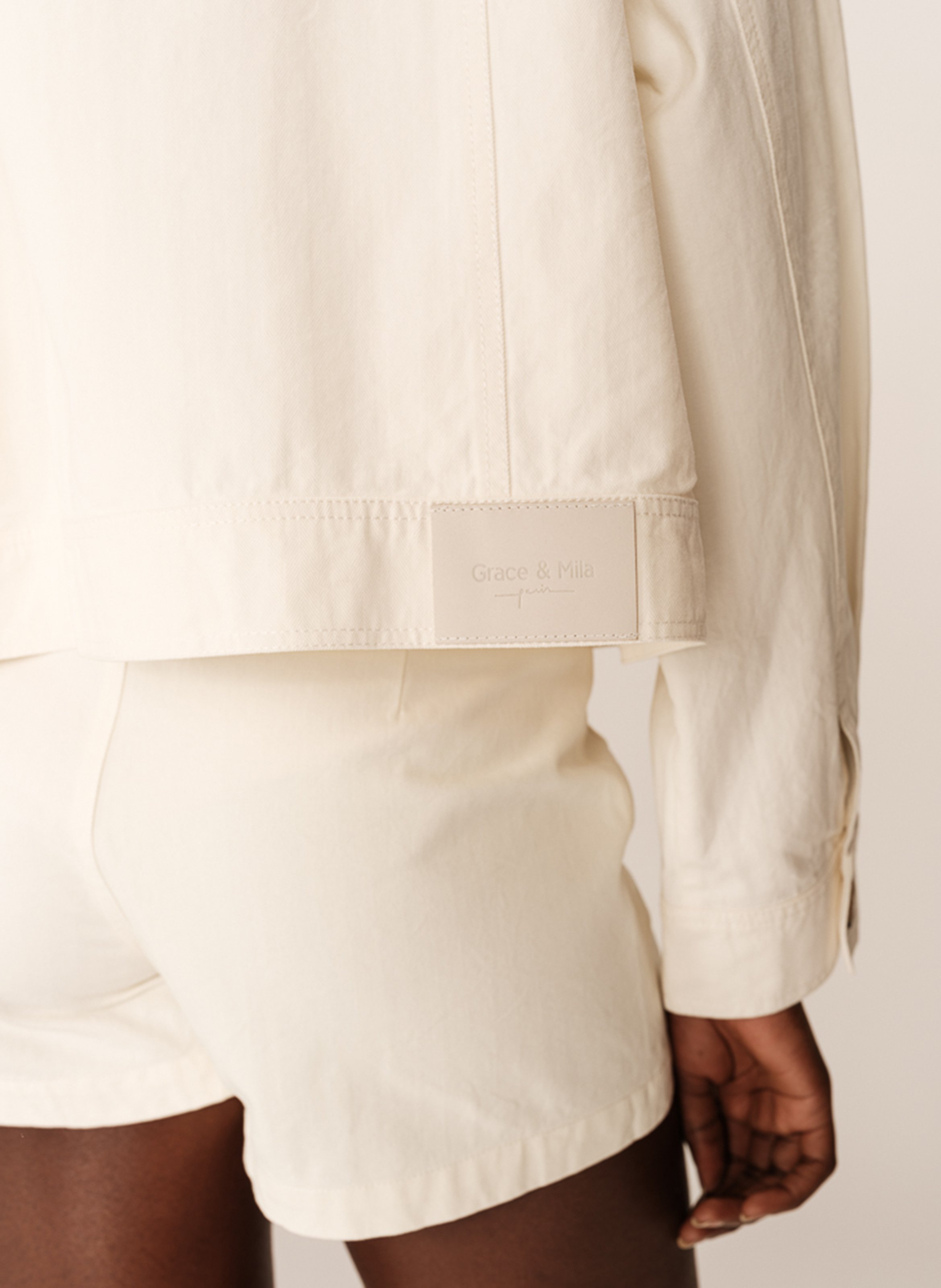 Shirt collar cotton jacket GRACE ET MILA White