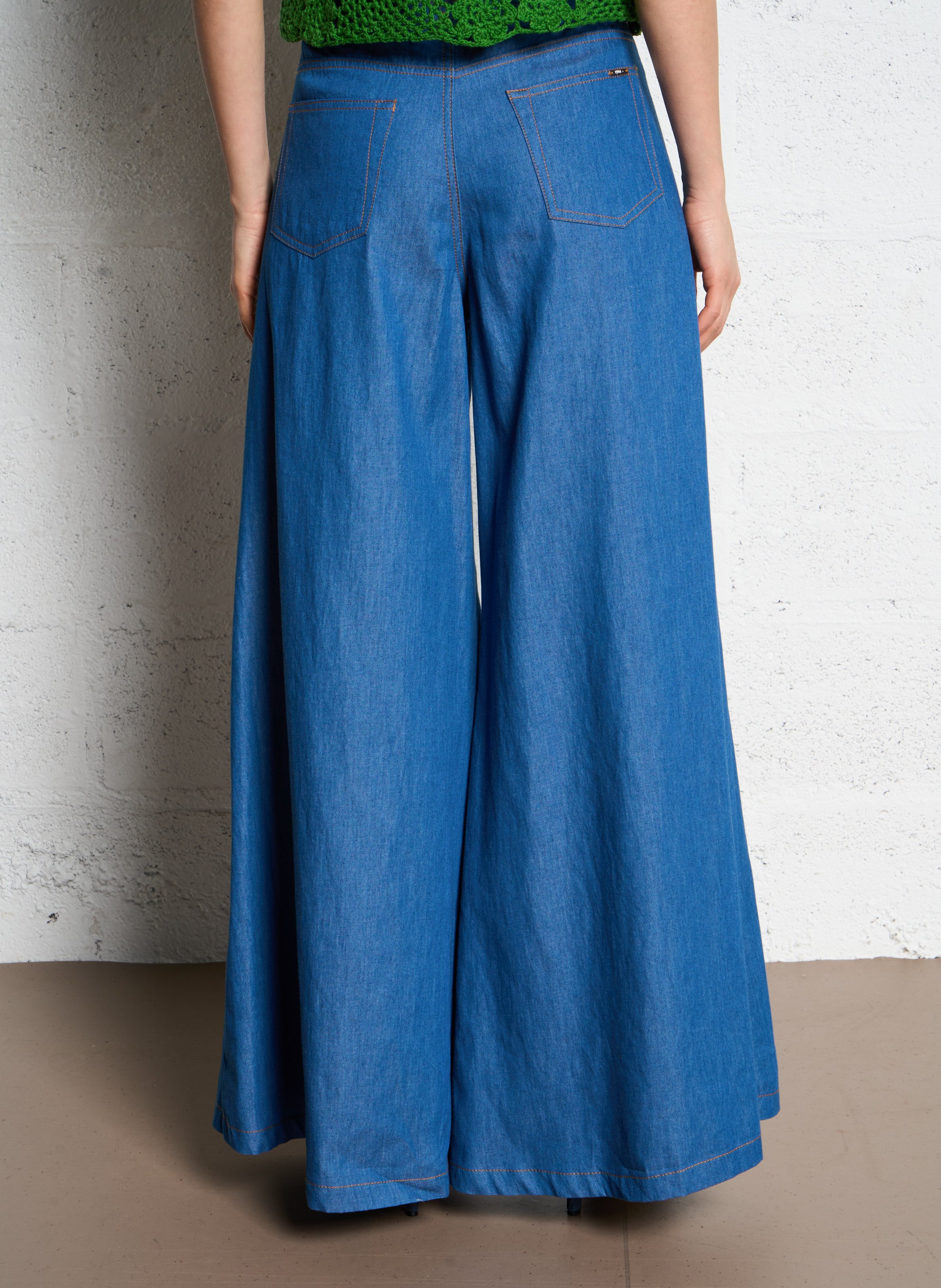 パンツ LIU JO Woman Pants Blue WA5510D4695 78902 Pantaloni in denim largo in cotone Den blue dk ciampy w Liu
