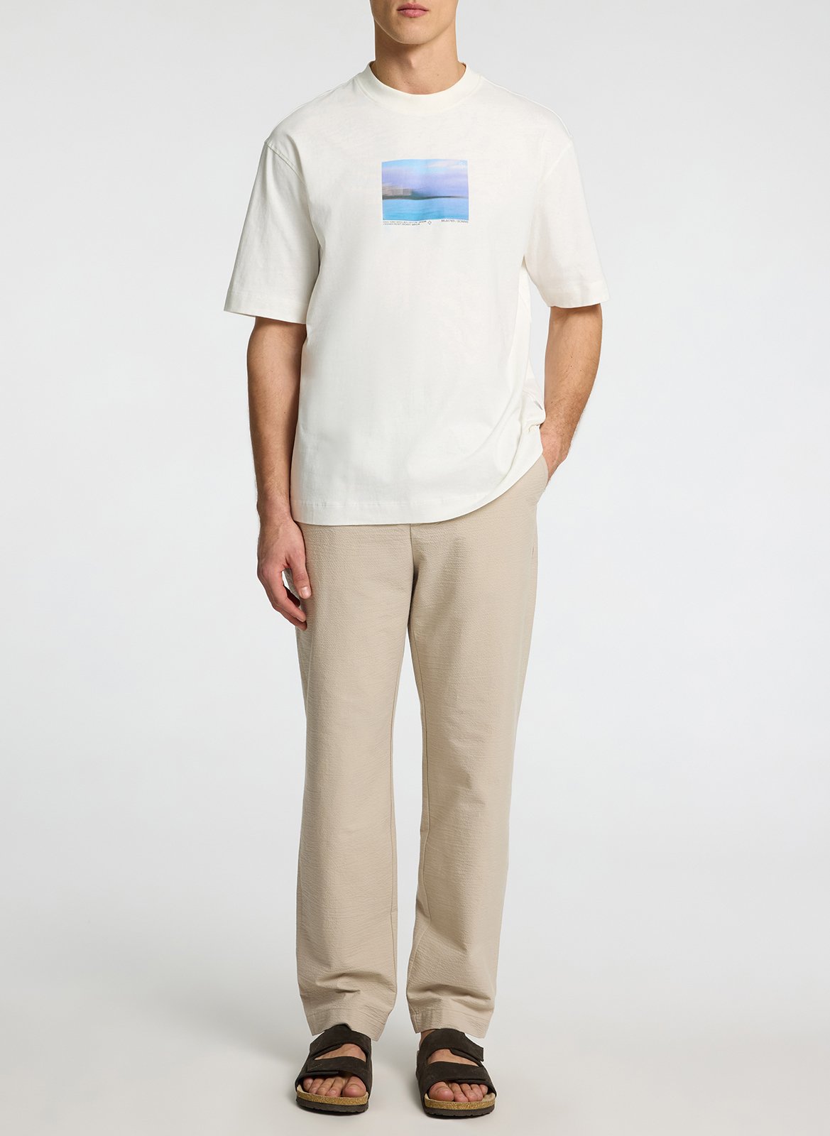 Straight-leg organic cotton-blend pants SELECTED Beige