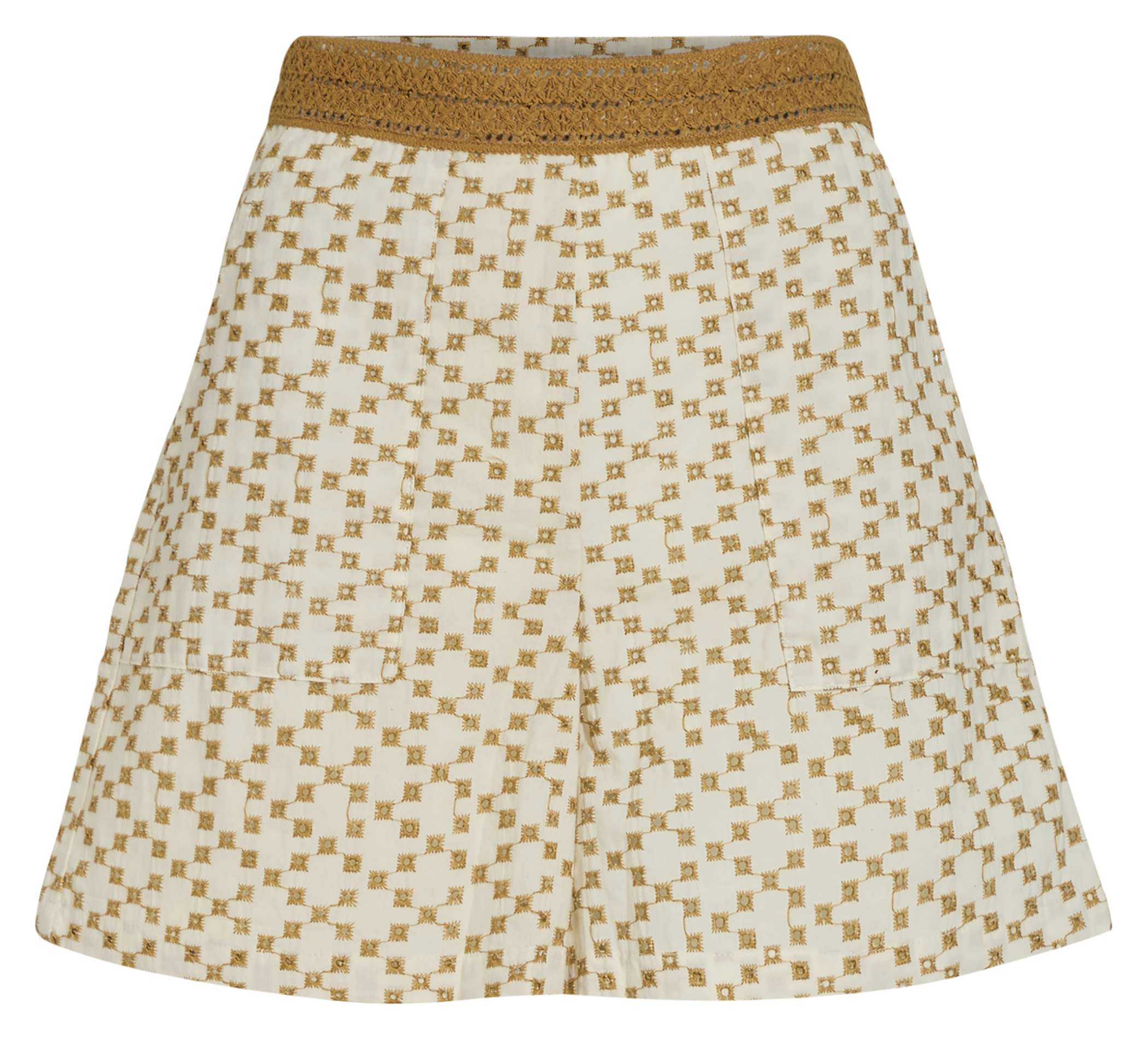 Gerader Baumwollrock mit Stickerei VILA Beige