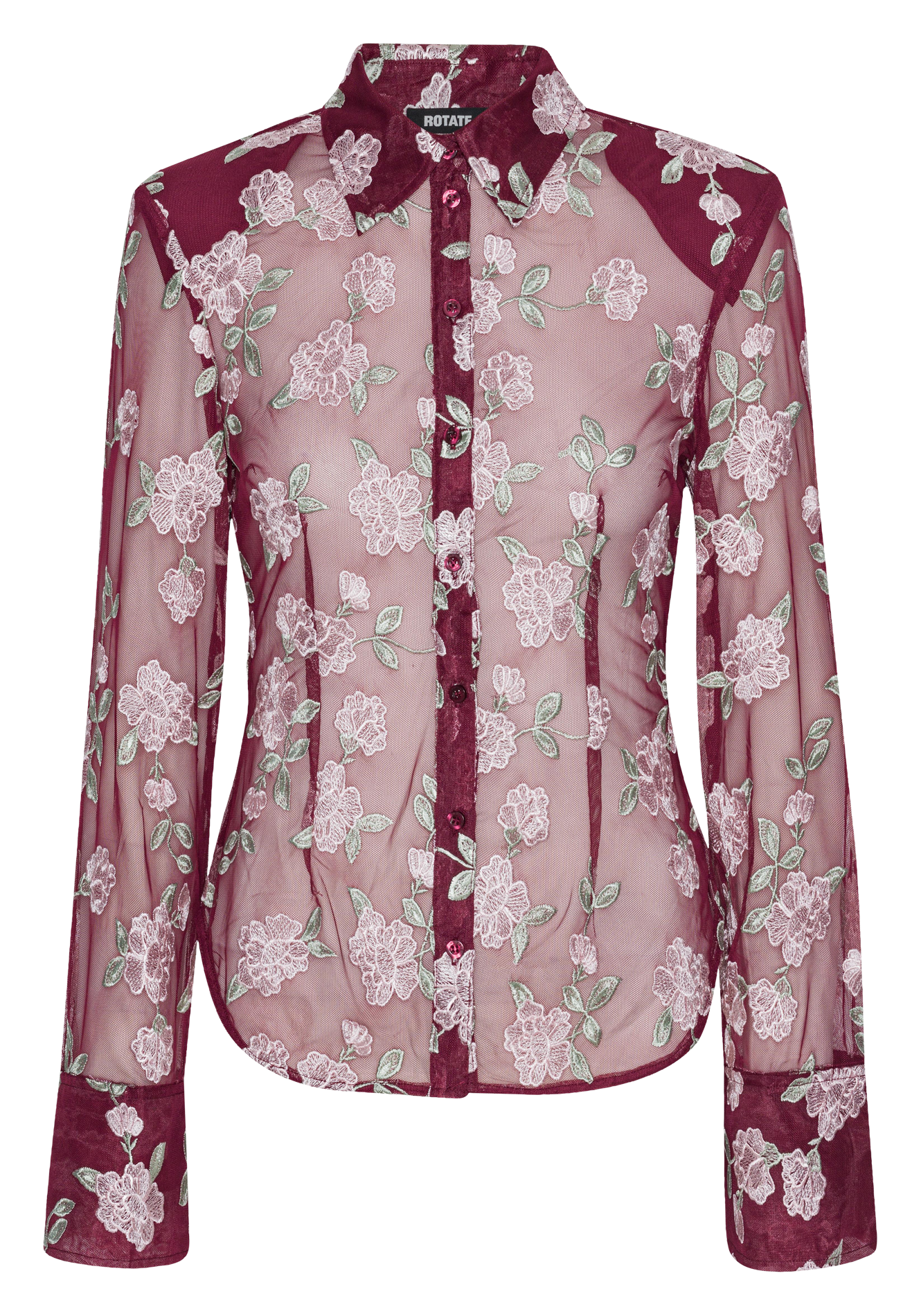 Chemise col classique brodée ROTATE Brown