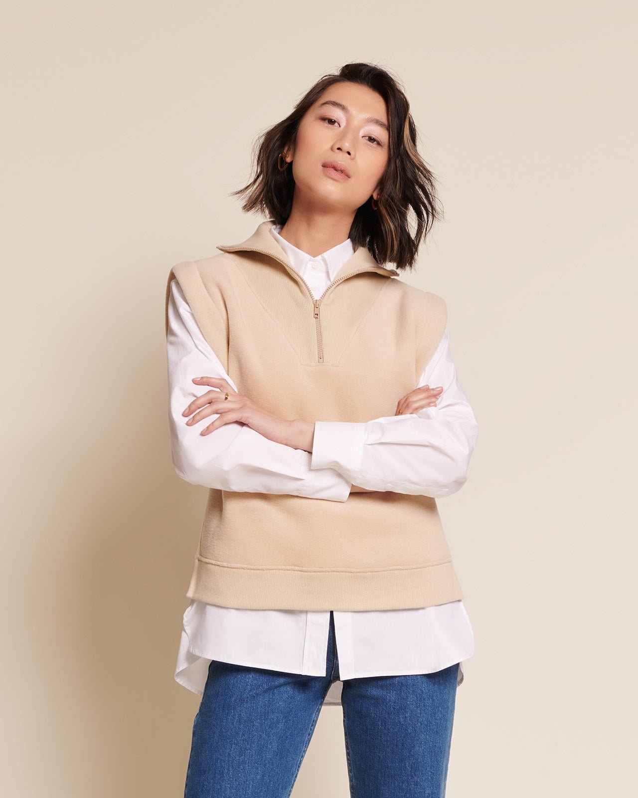 The sleeveless Vadim fleece in recycled fleece EMOI EMOI Beige