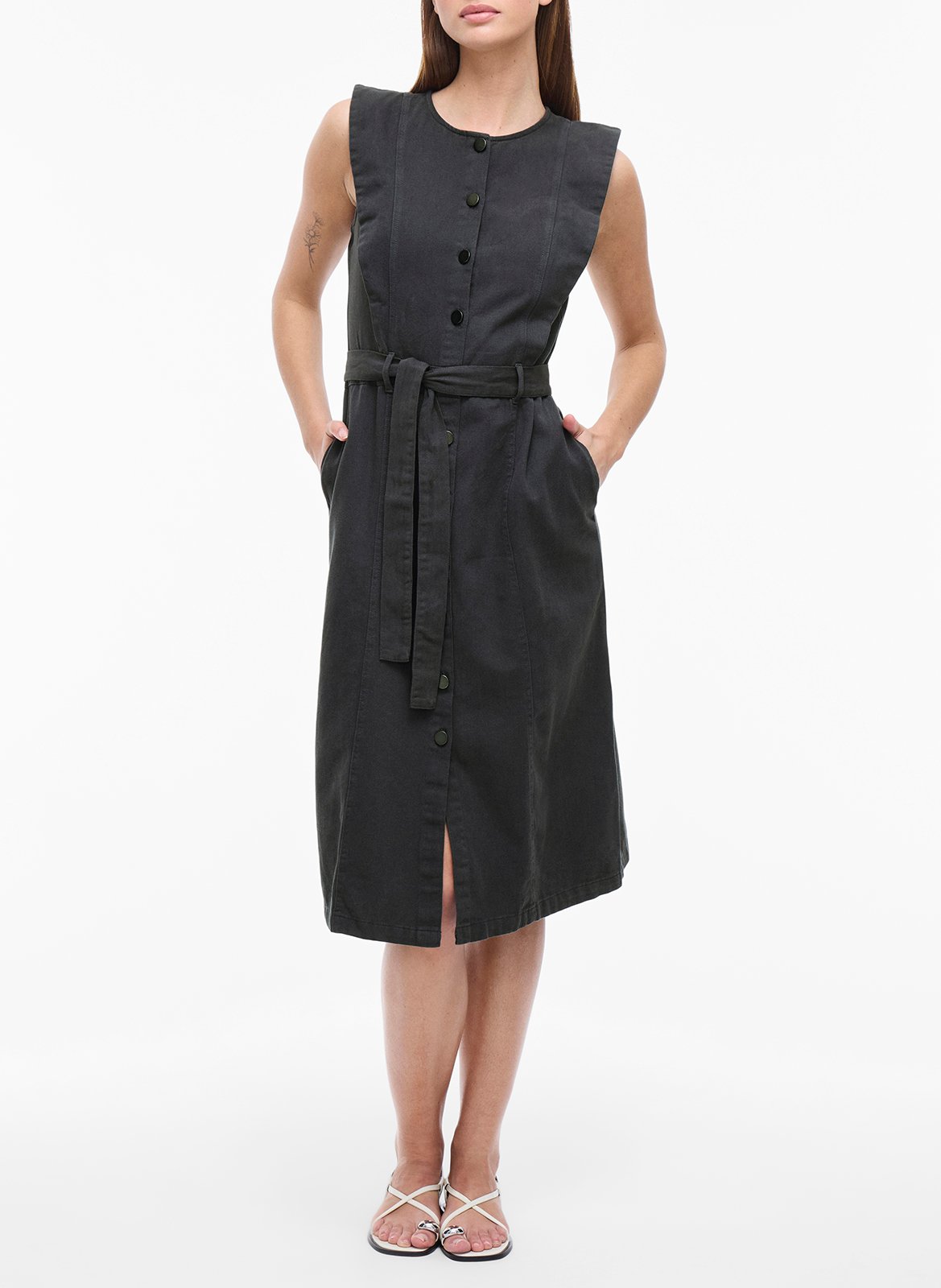 Robe midi en coton VILA Noir