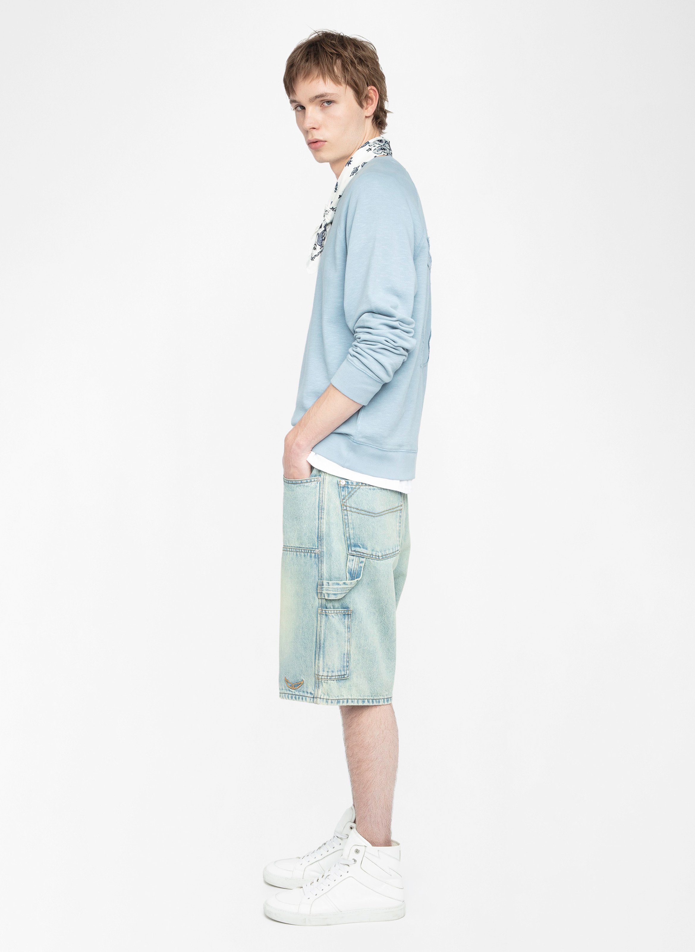 Sweat col rond en coton ZADIG&amp;VOLTAIRE Bleu