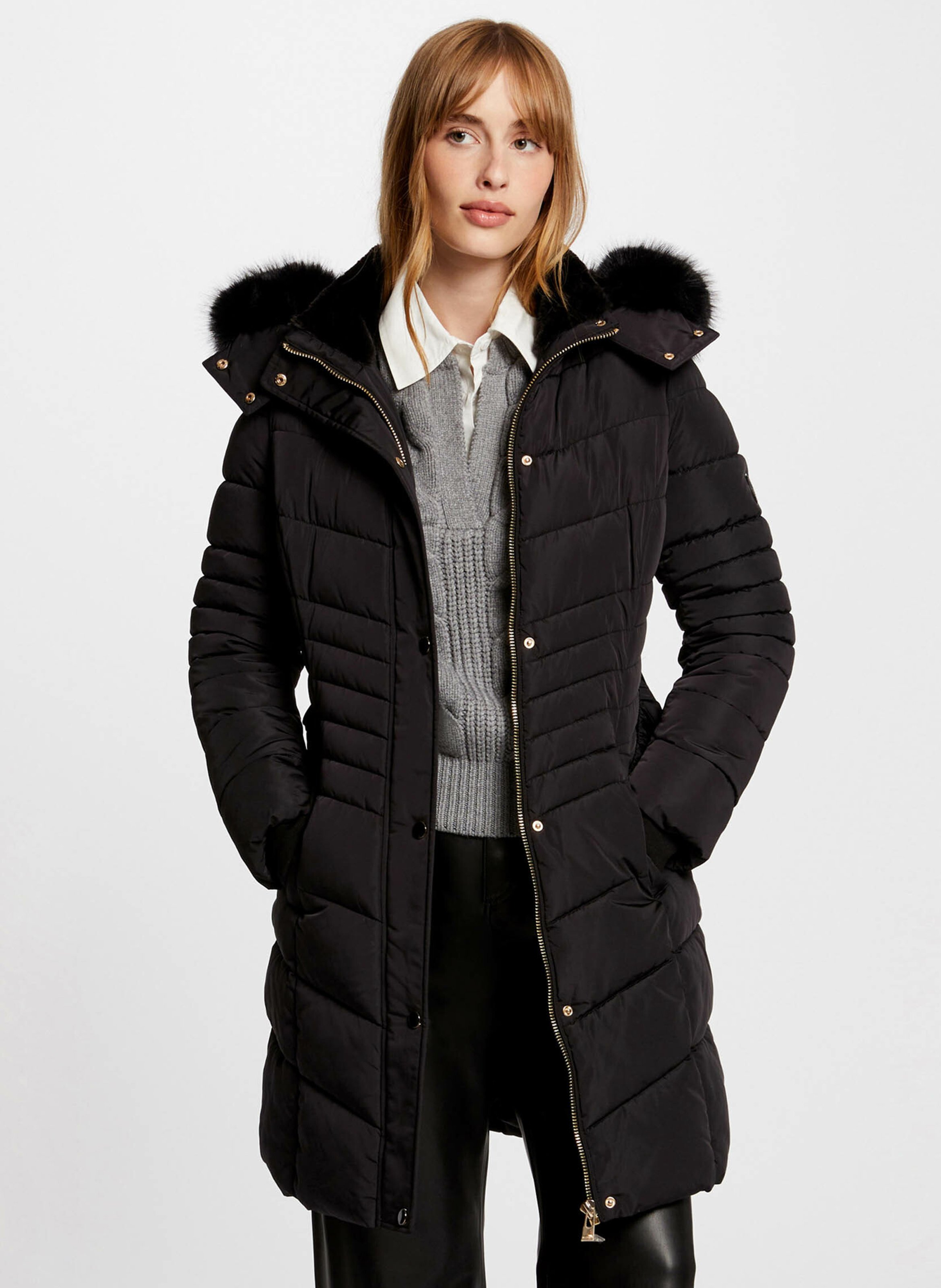 Long quilted padded jacket MORGAN Black