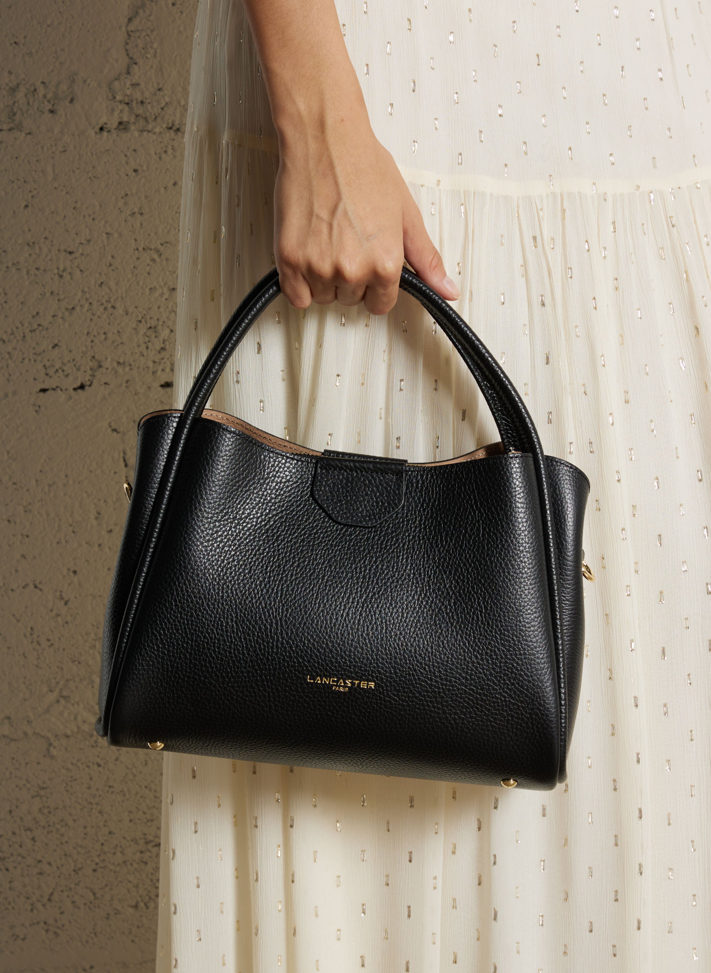 Sac à main en cuir LANCASTER PARIS Noir