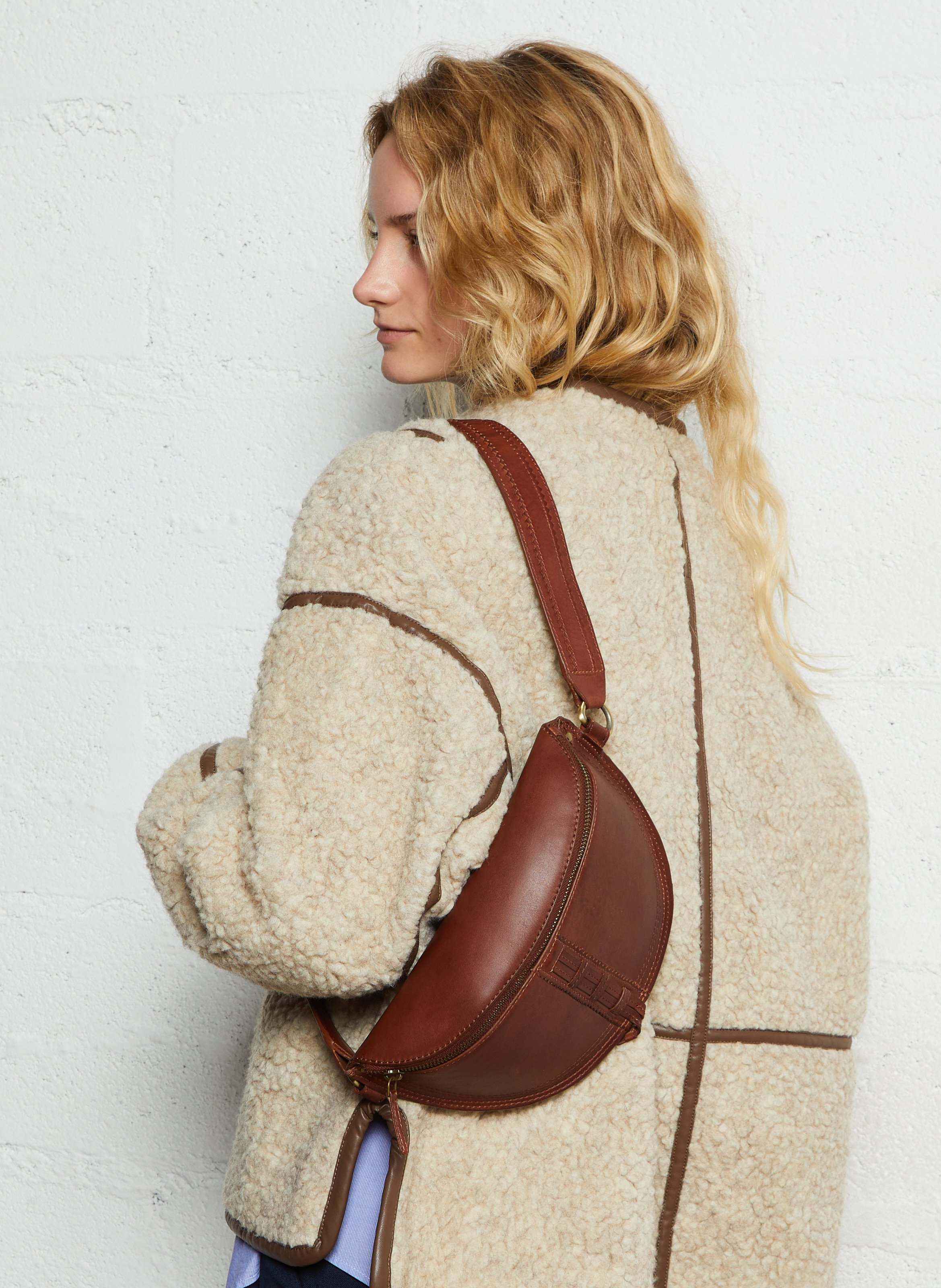 Sac banane en cuir MAISON 123 Beige