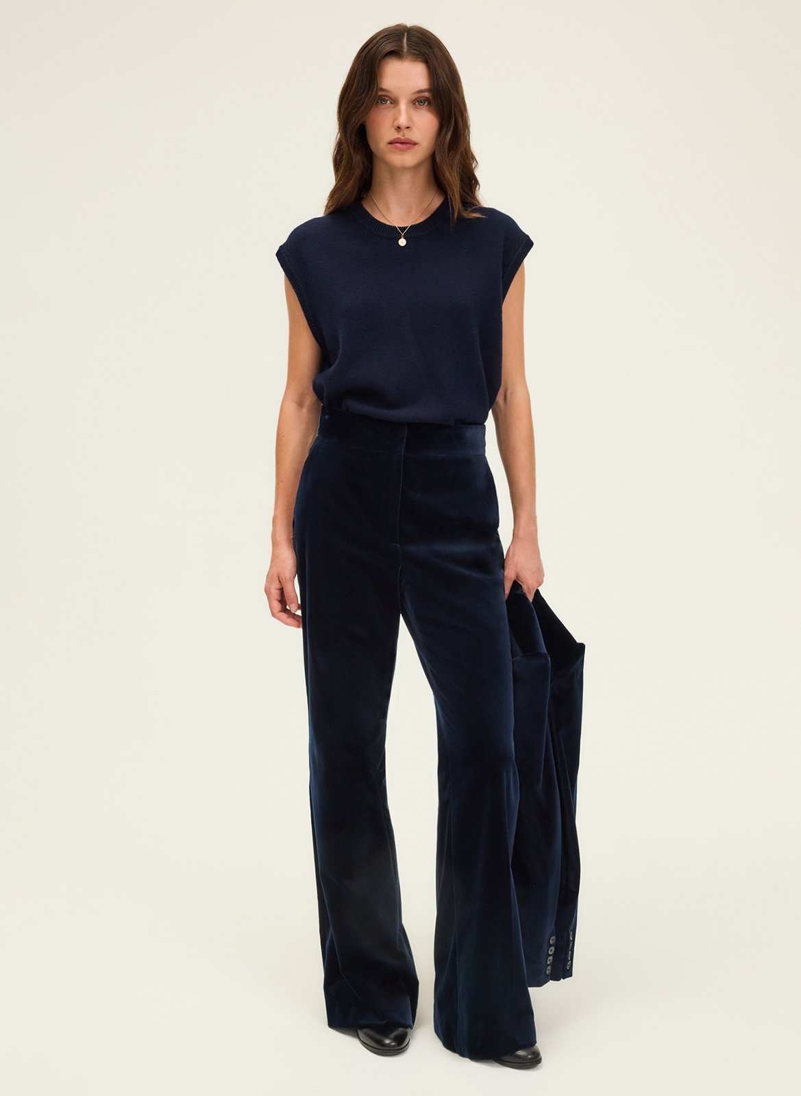 Slip van kant en velours PABLO Blauw