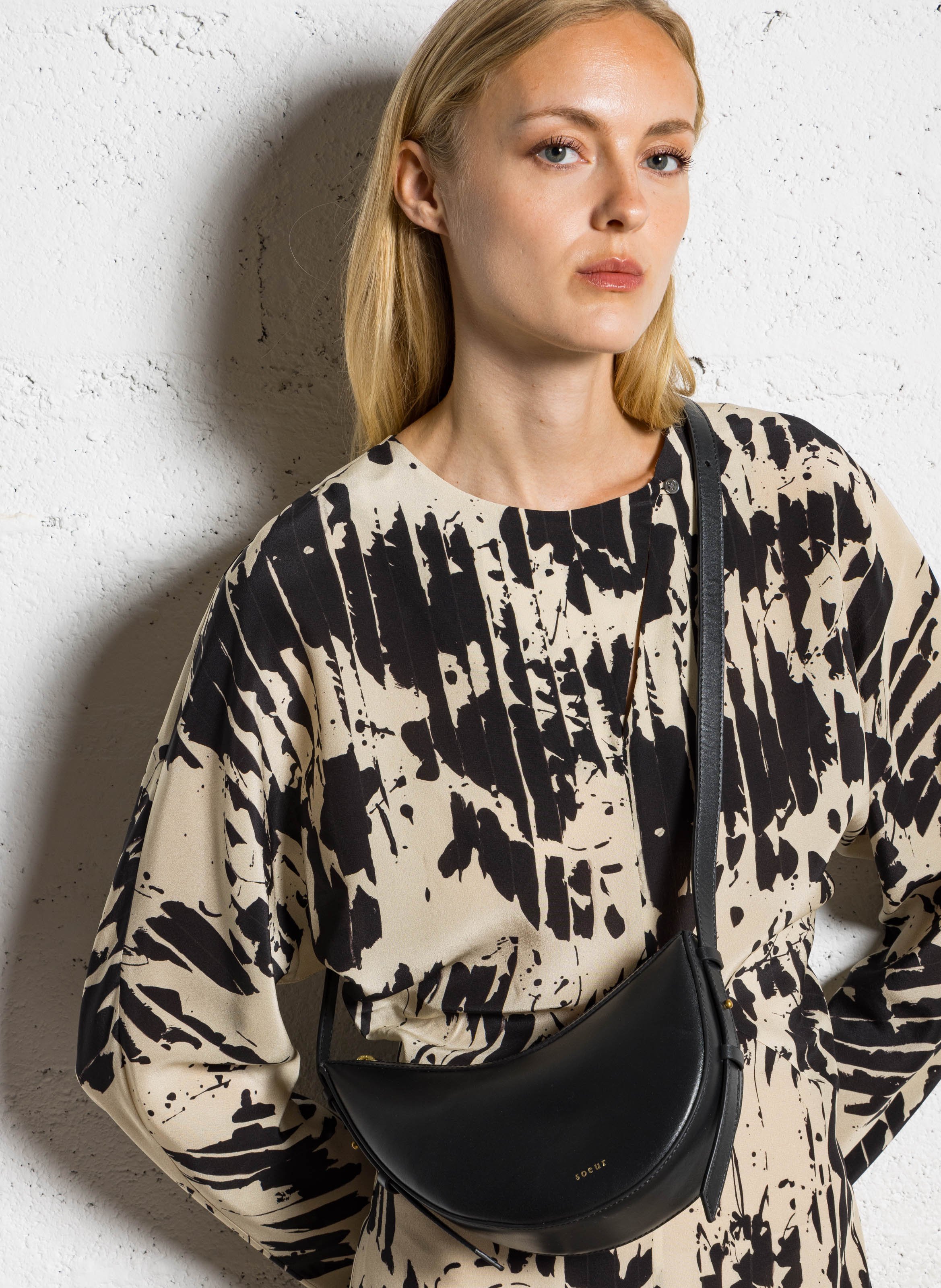 A-line leather skirt SOEUR Black