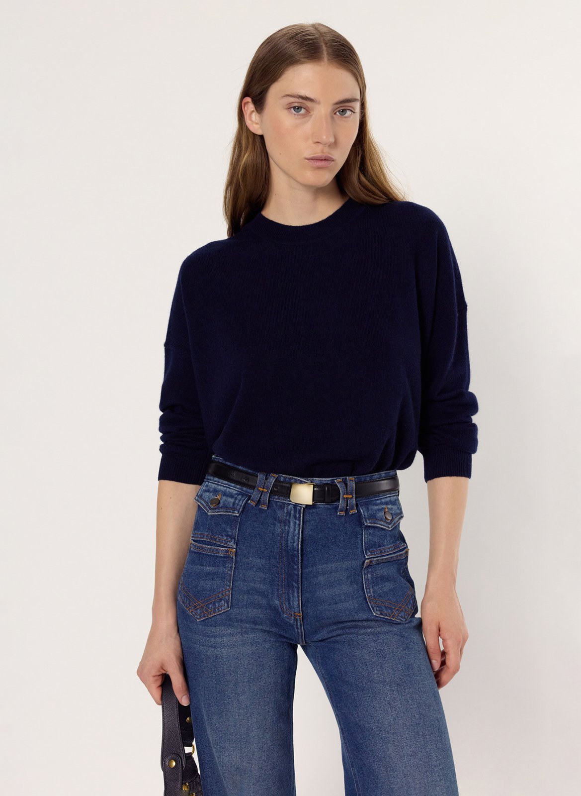 Pull col rond en cachemire GERARD DAREL Bleu