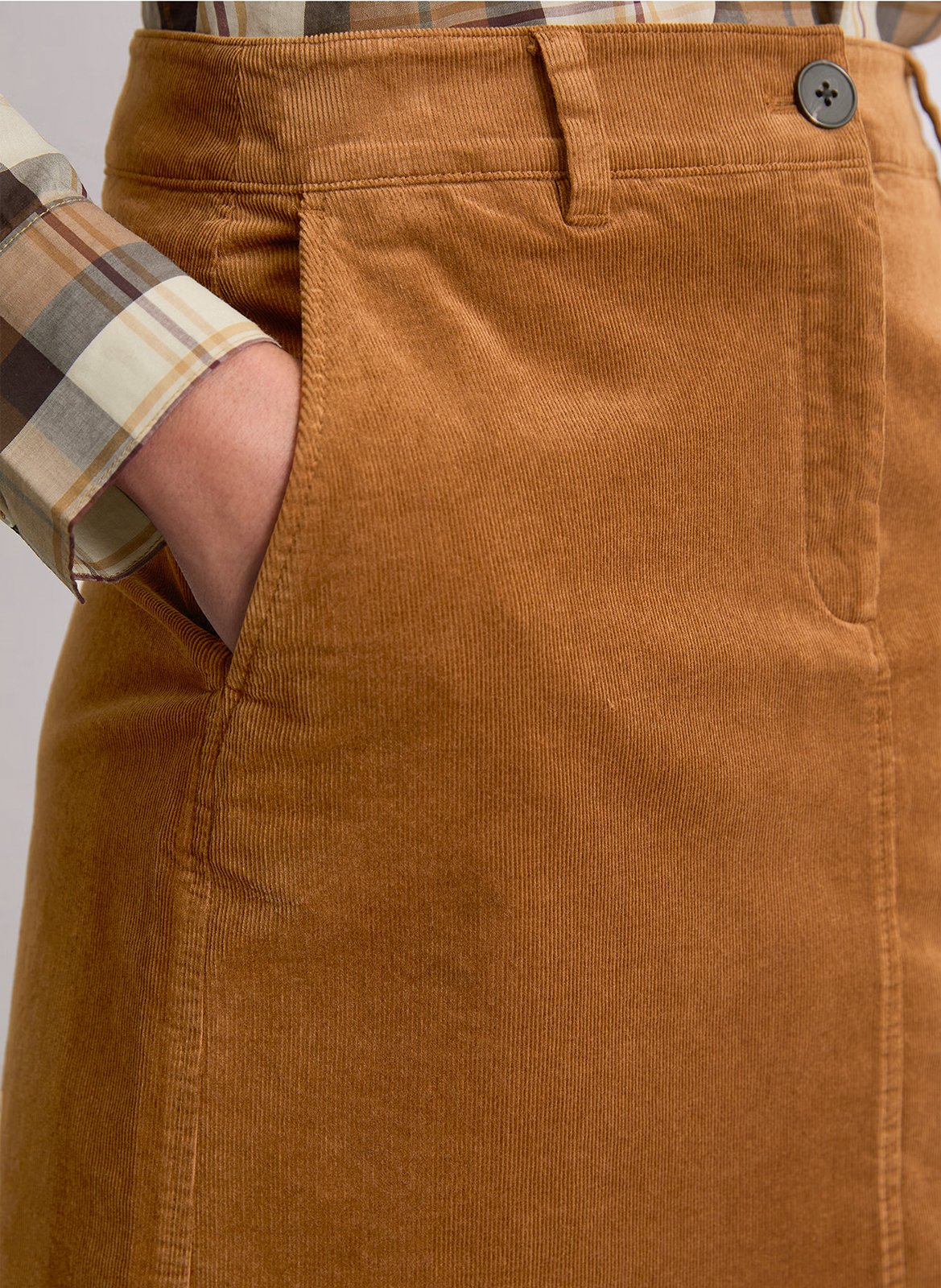 Falda corta de pana acanalada MARC O'POLO Marron