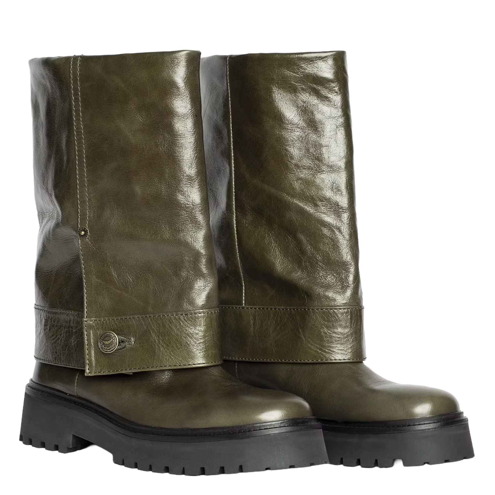 Vintage effect leather pants effect boots ZADIG&VOLTAIRE Green