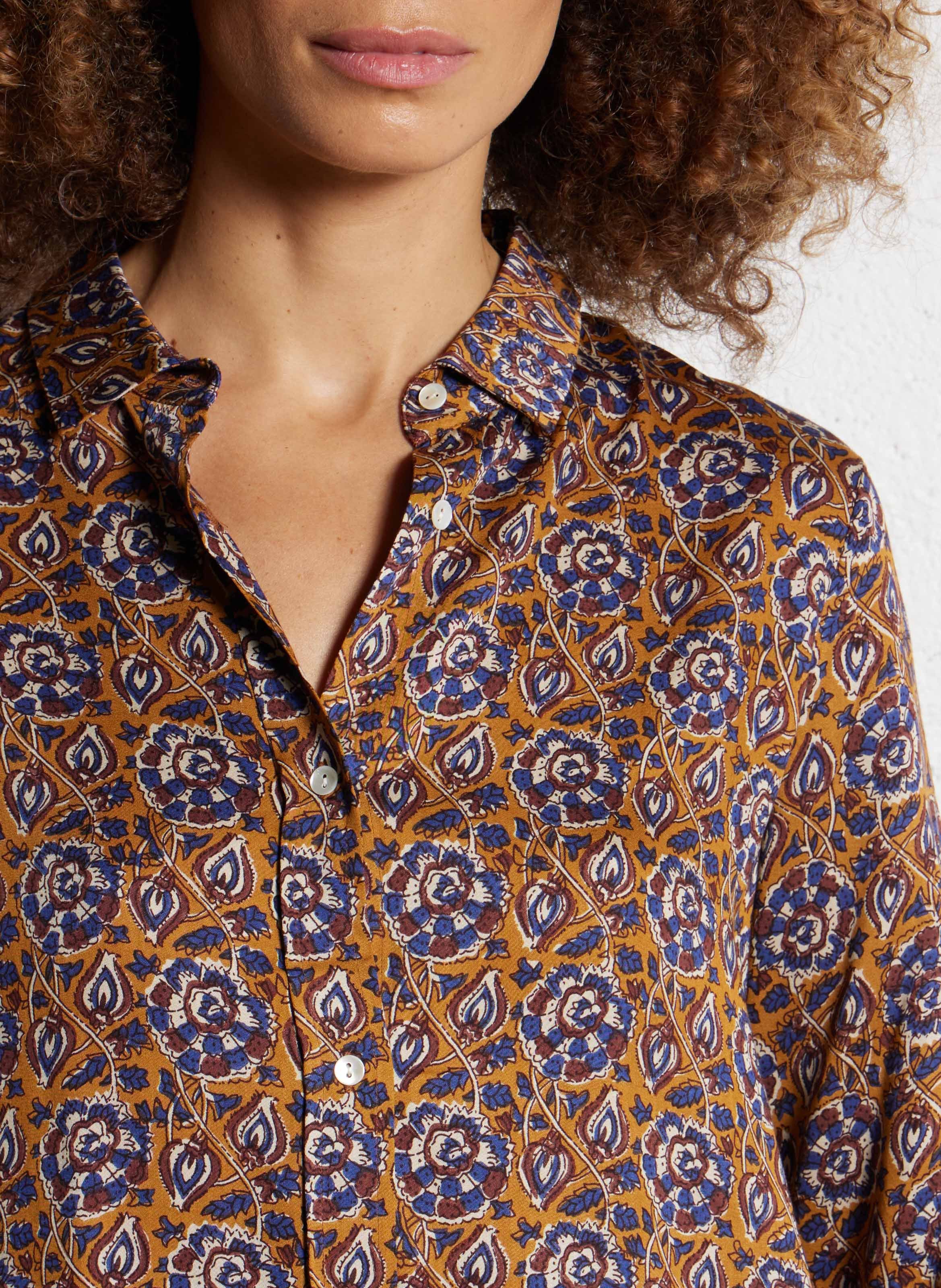 Fitted cotton printed shirt BELLA JONES Brown