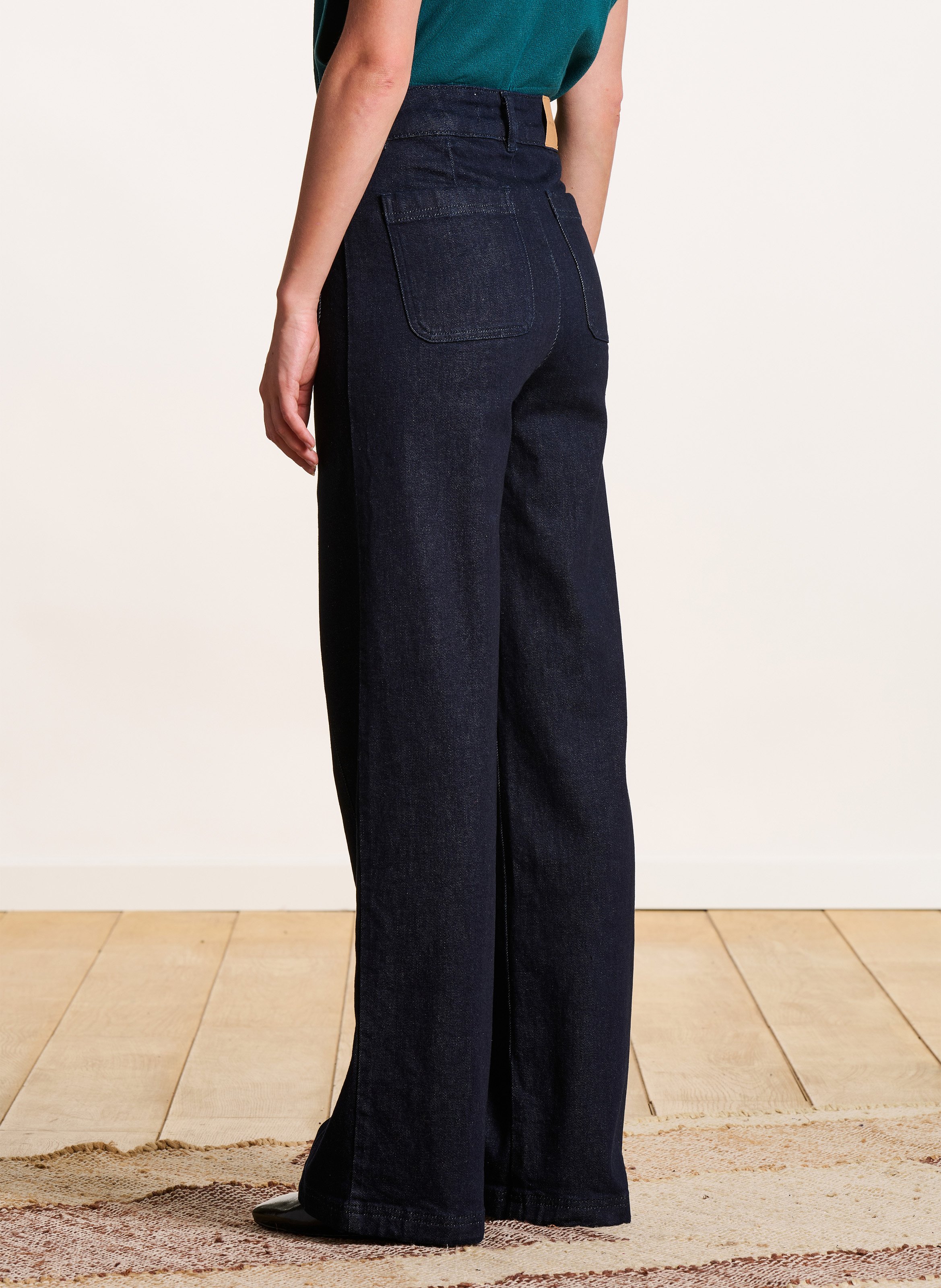 Jean large en coton bio mélangé LA FEE MARABOUTEE Bleu