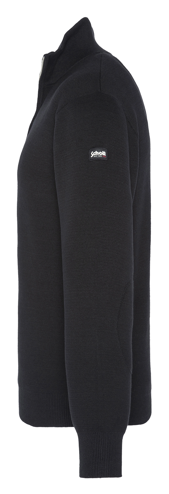Pull droit col montant zippé en coton  SCHOTT Noir