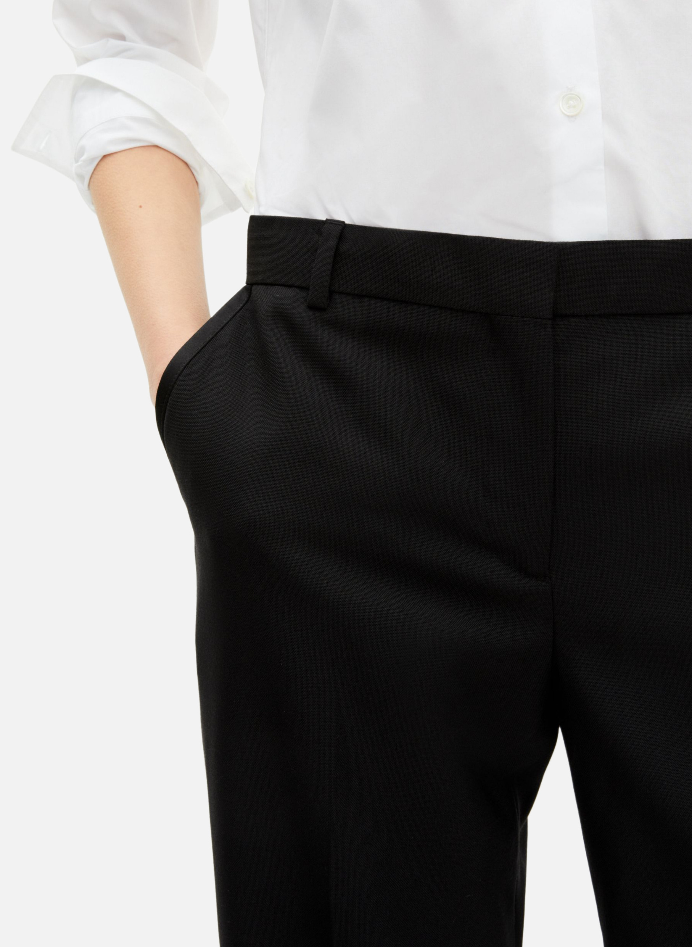 Wide-leg tailored trousers with satin details THE KOOPLES Black