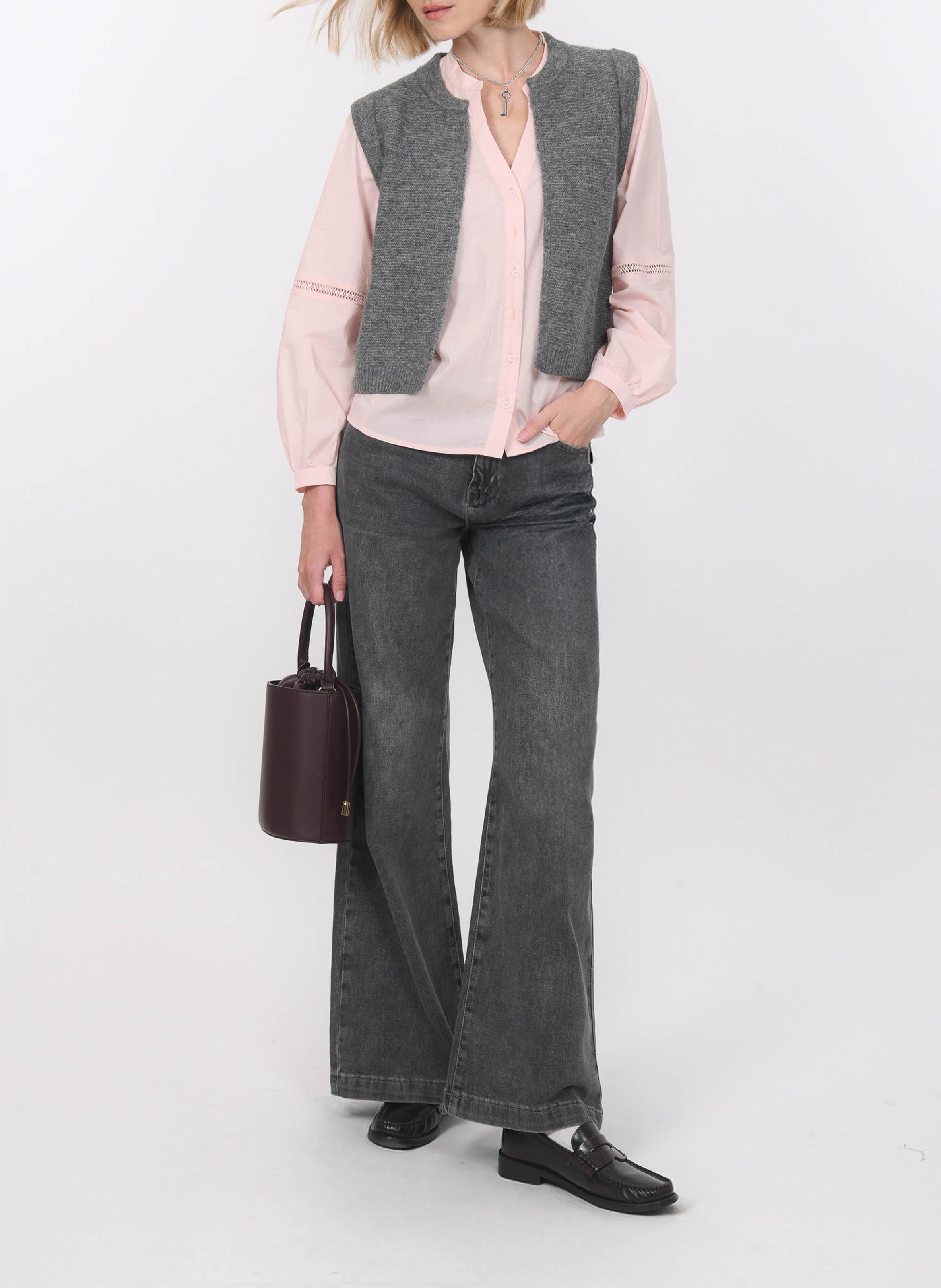 Recht katoenen overhemd met opstaande kraag KOOKAI Roze