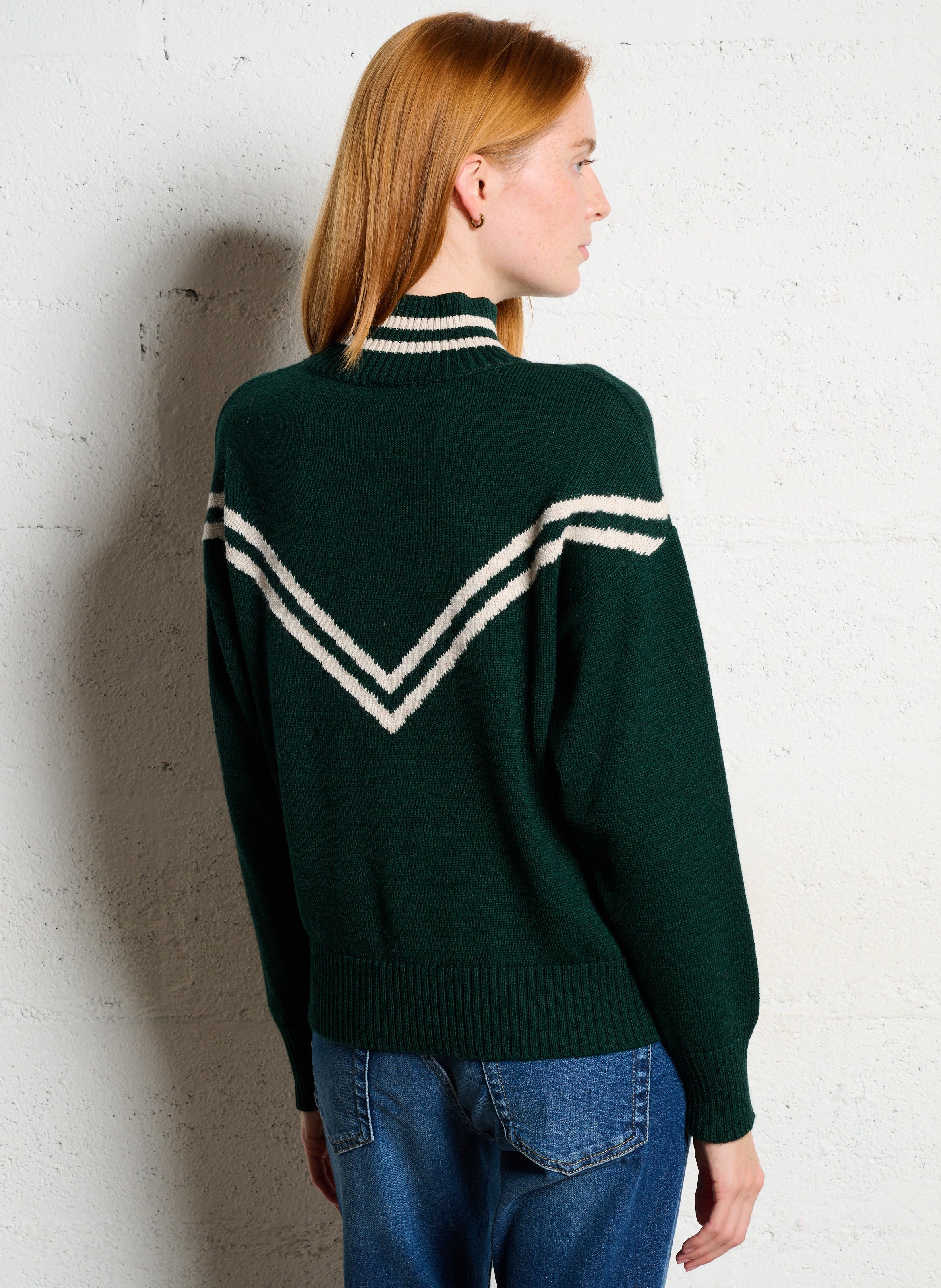 Maglione oversize con collo alto in cotone e lana I CODE Verde