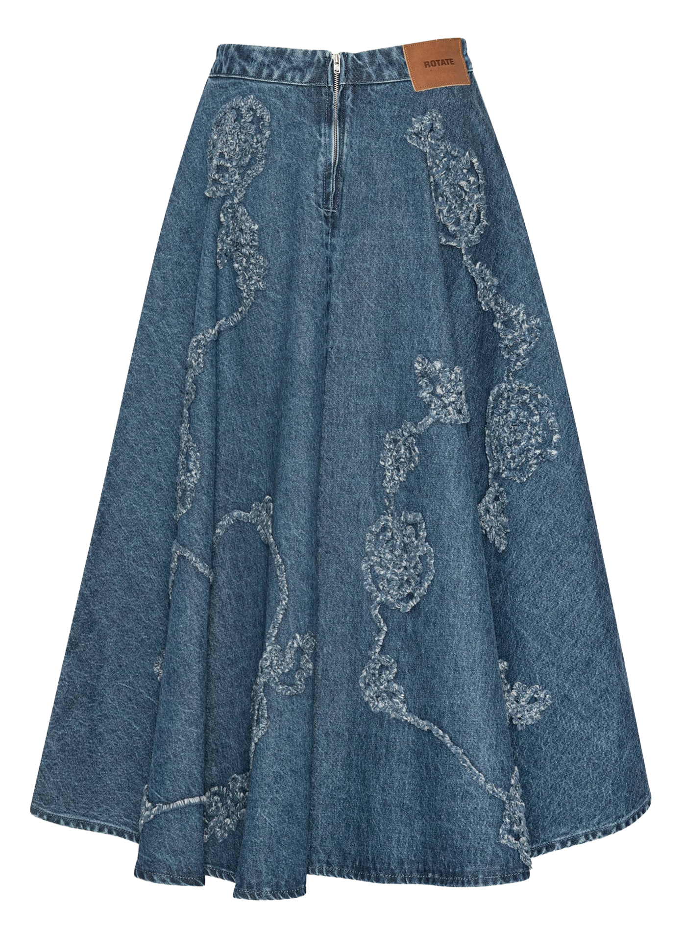 Ausgestellter Midi-Rock mit Blumenmuster ROTATE Blau