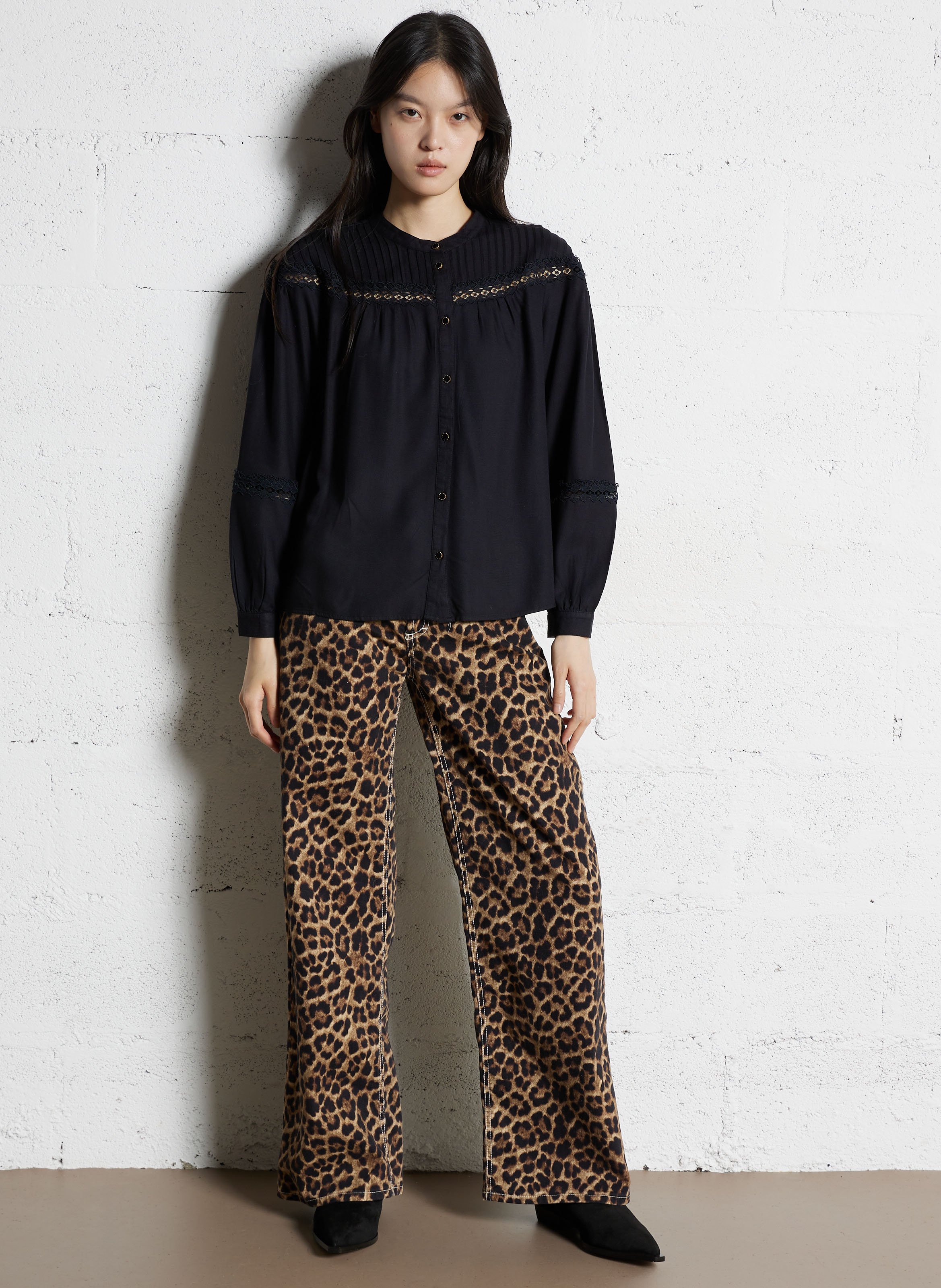 Pantalon droit en coton mélangé PLEASE Multicolore