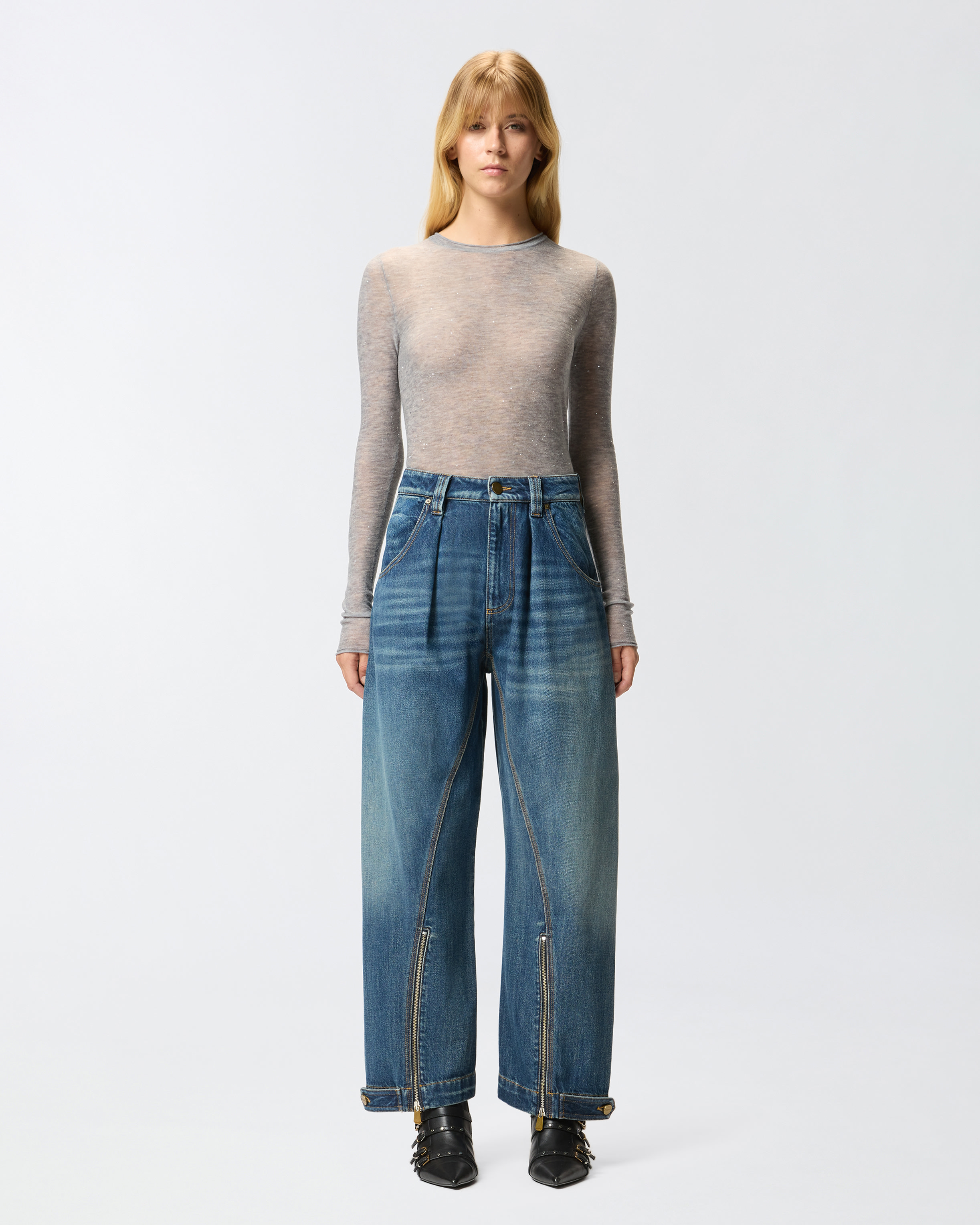 Balloon jeans with zip closures PINKO Blue