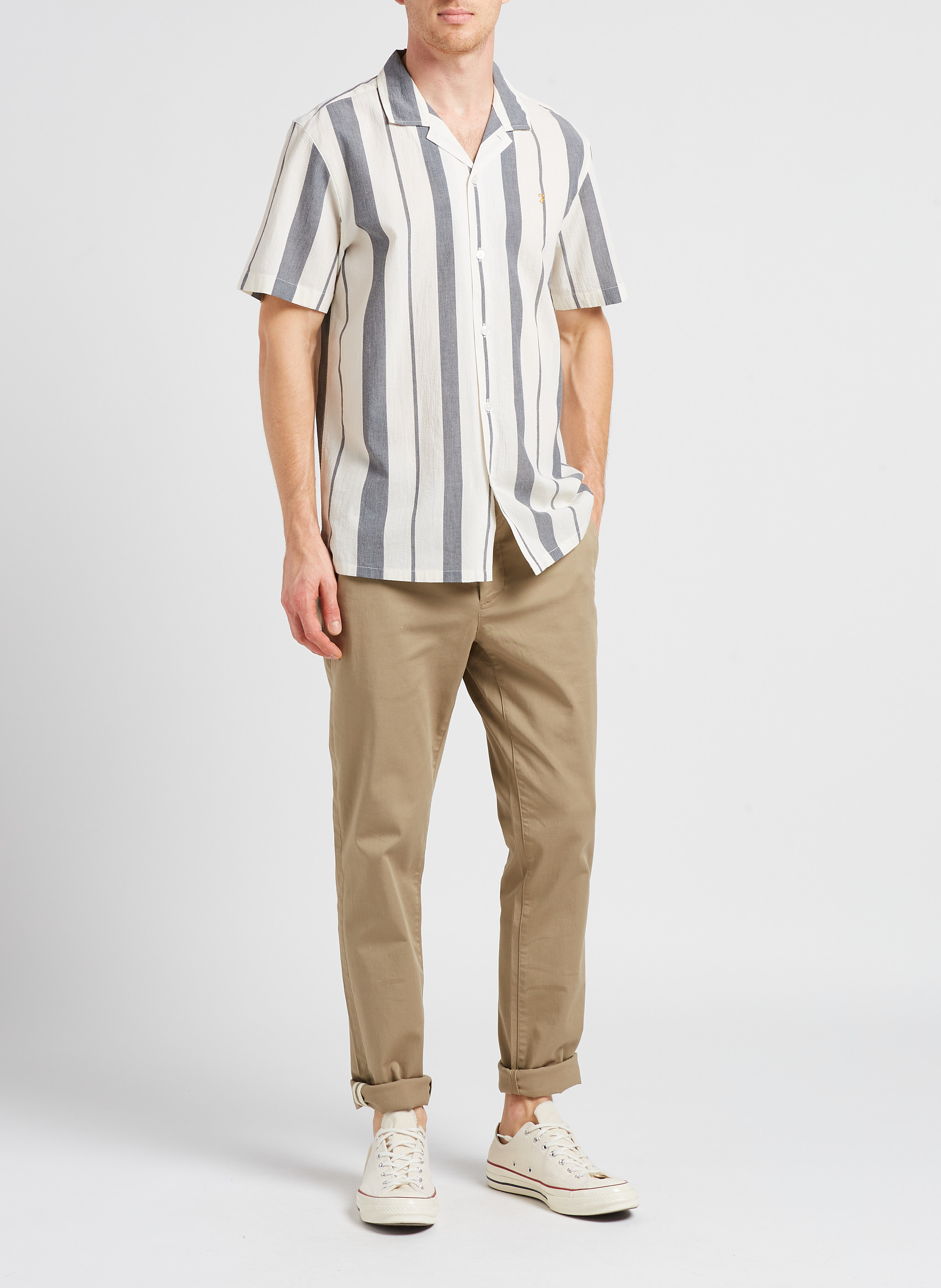 Striped cotton shirt FARAH Blue