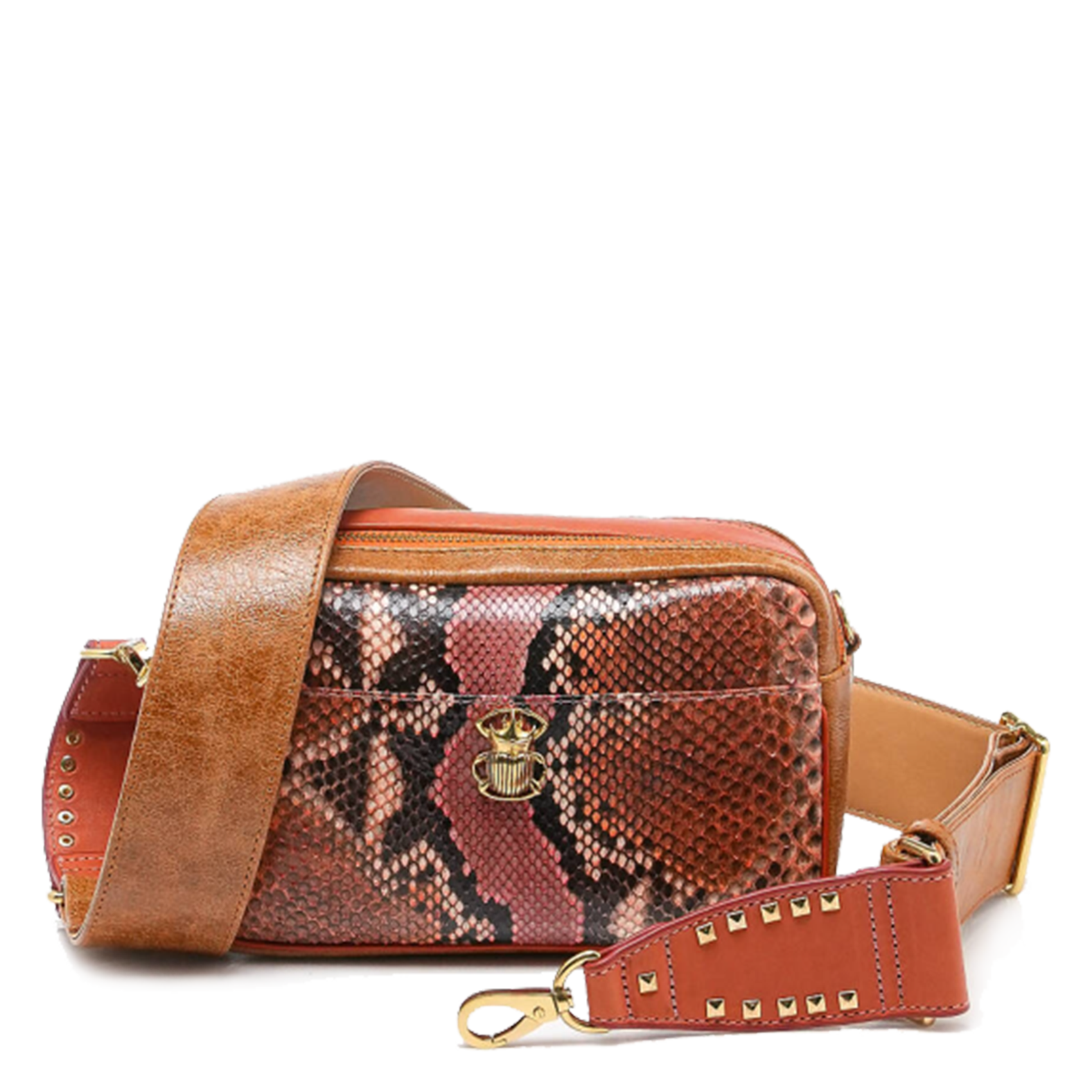 Sac bandoulière en cuir python CLARIS VIROT Rose