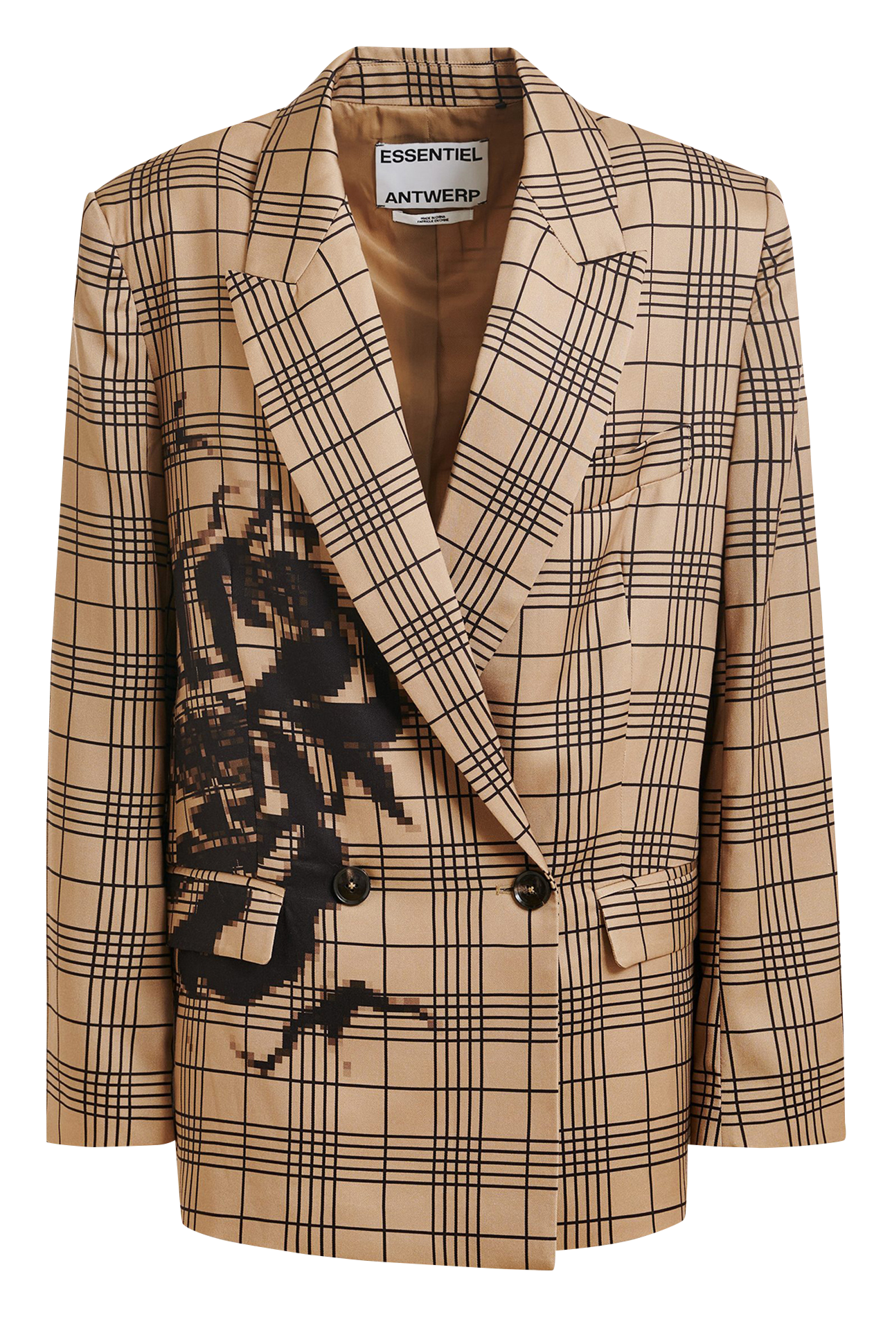 Oversized check blazer ESSENTIEL ANTWERP Brown