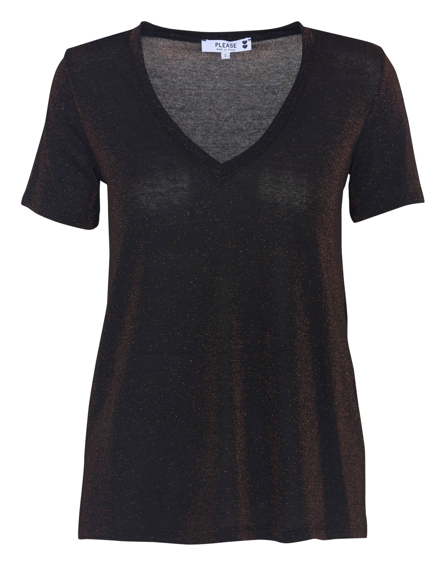T-Shirt aus Metallic-Fasern mit V-Ausschnitt PLEASE