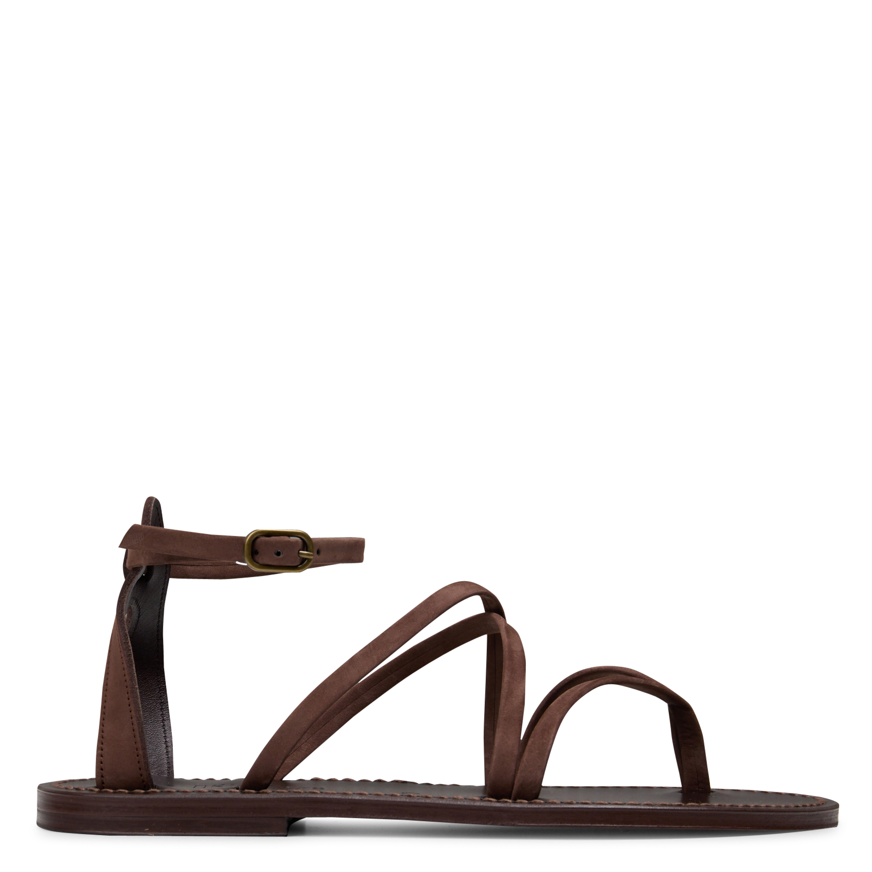 Avarca Berlin - Flache Ledersandalen mit Samt K JACQUES Braun