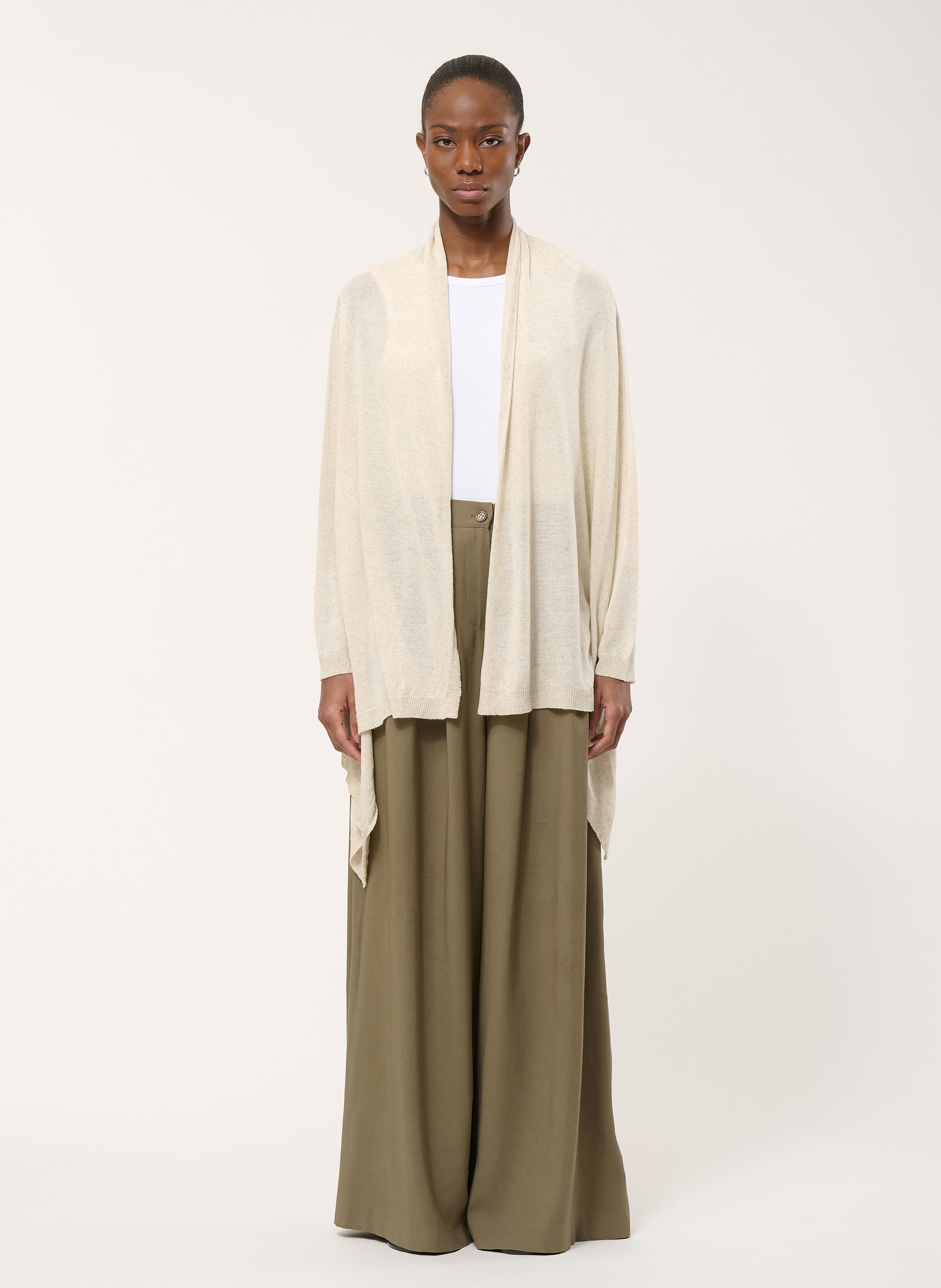 Cardigan oversize  en maille HUMILITY Beige