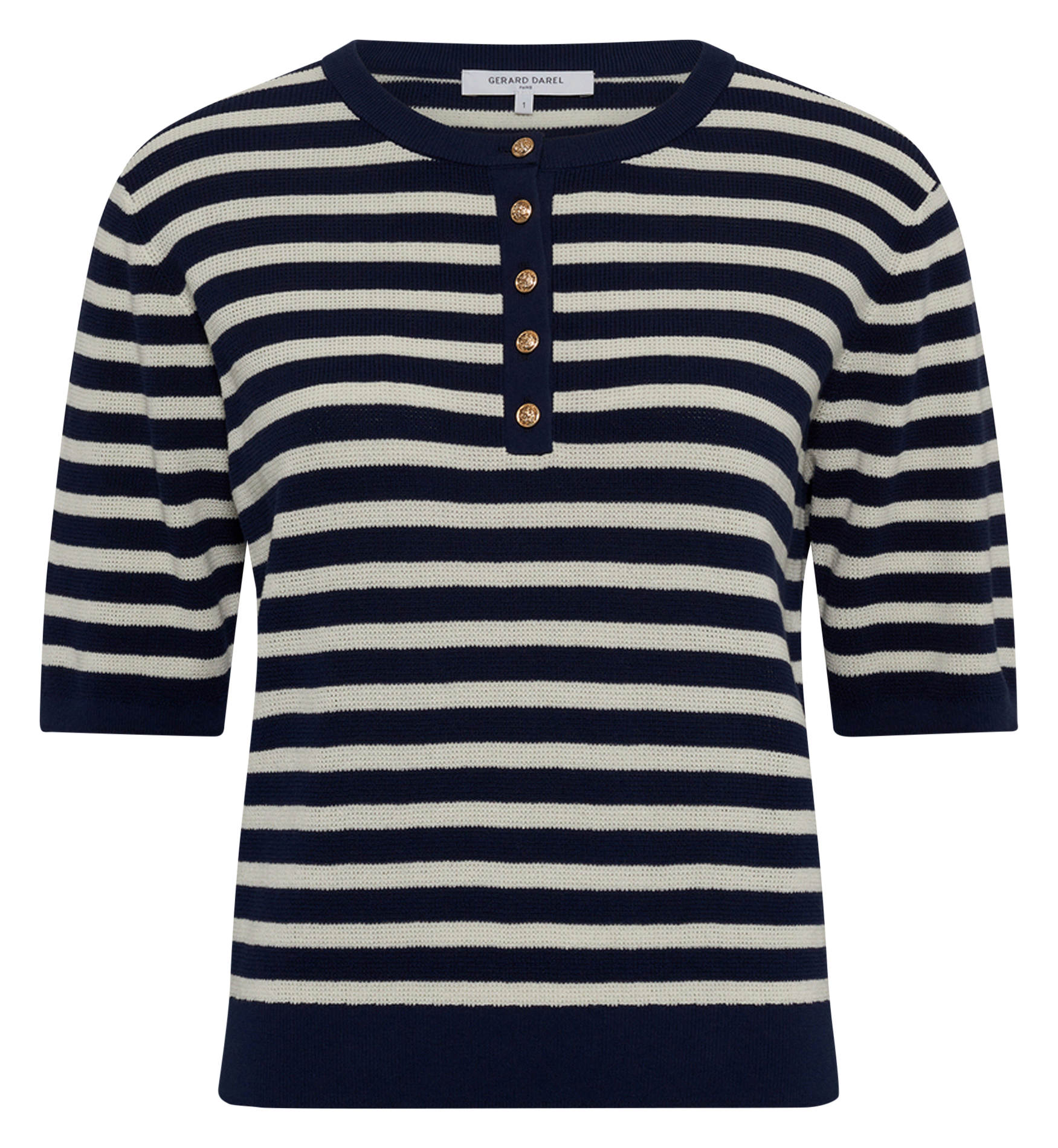 Pull droit col rond en coton rayé GERARD DAREL Bleu
