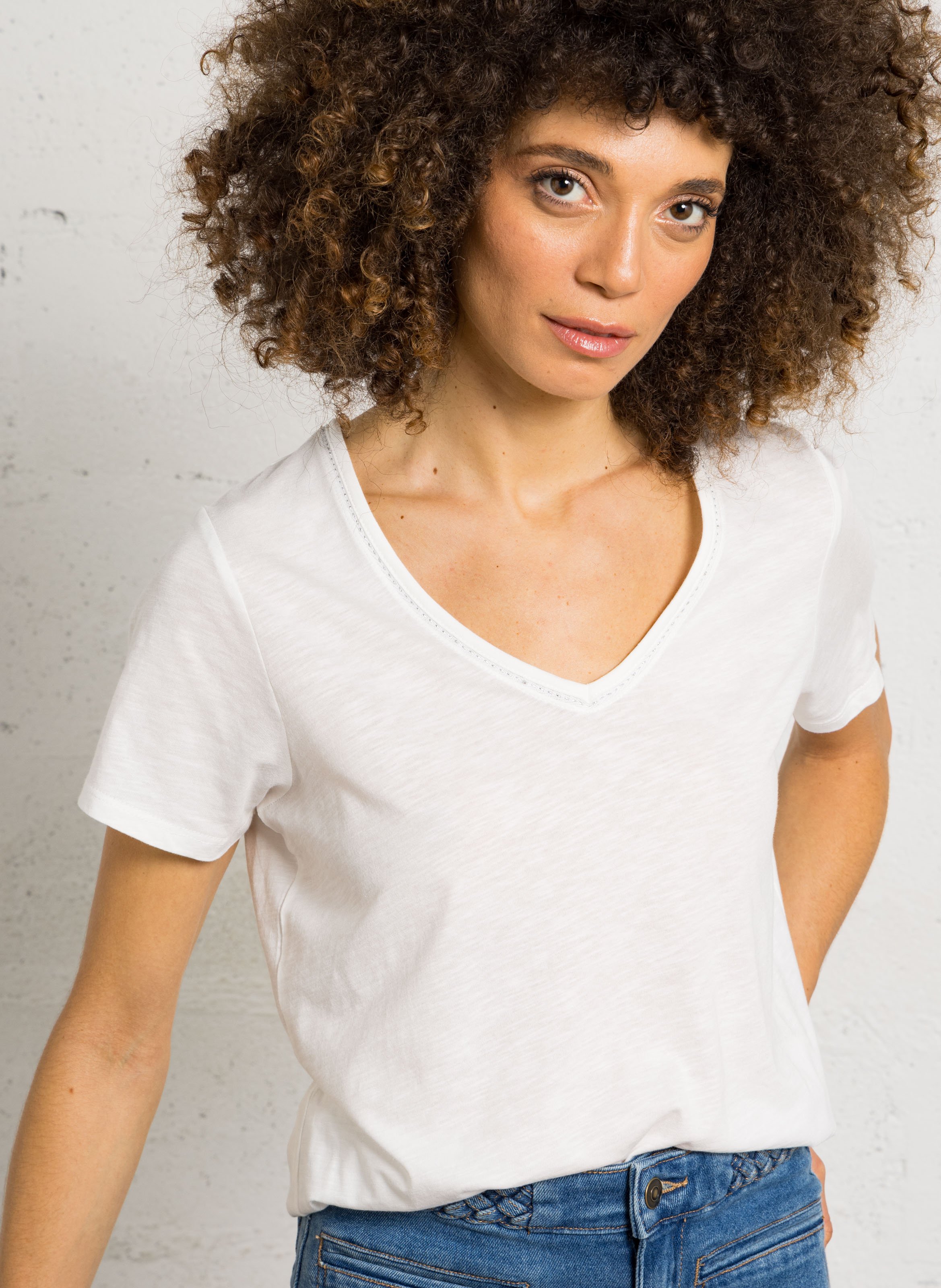 Oversize V-Ausschnitt T-Shirt aus Baumwollmischung SUD EXPRESS