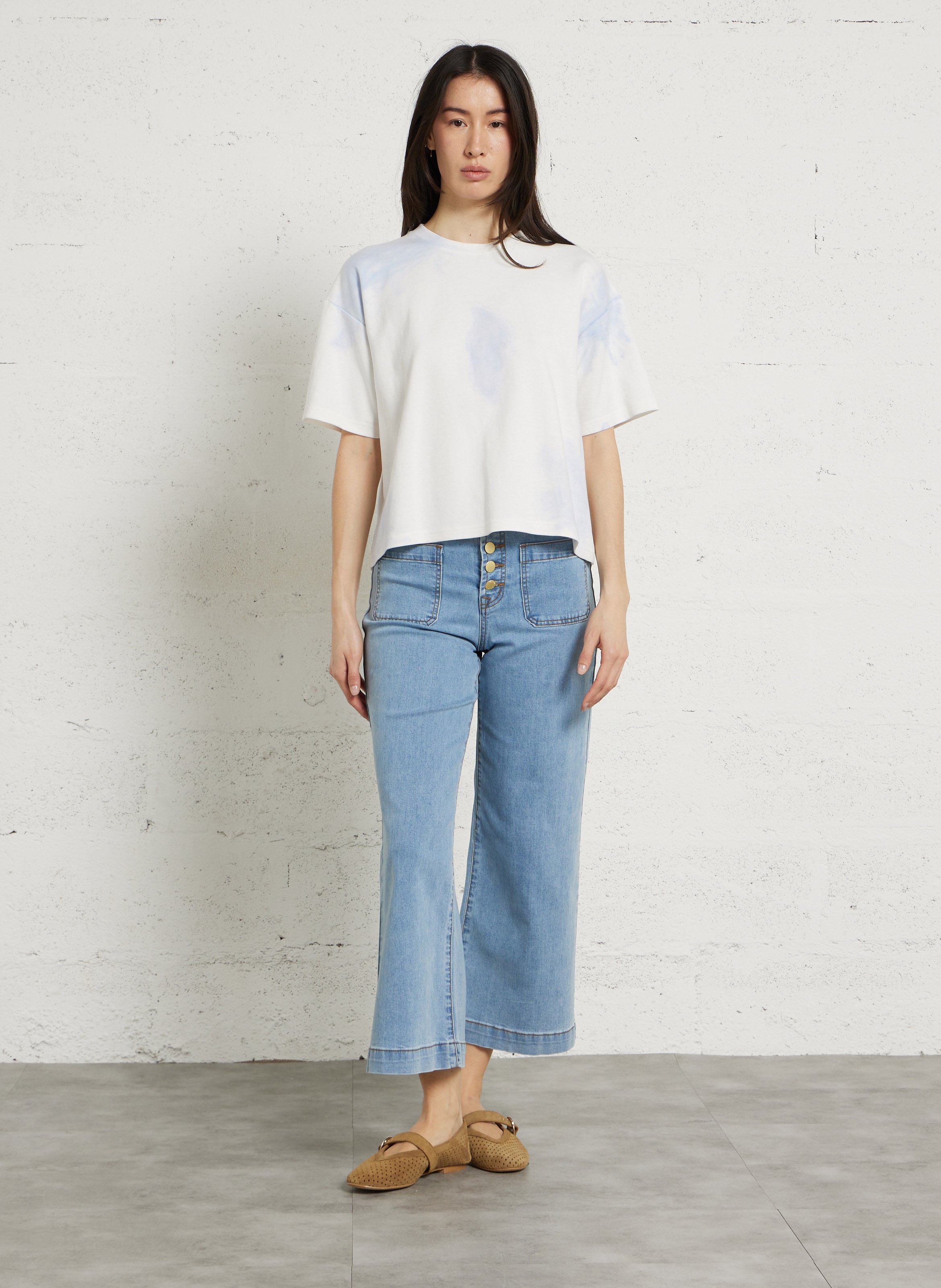 Tee-shirt boxy imprimé Tie&Dye en coton mélangé LA PETITE ETOILE Beige