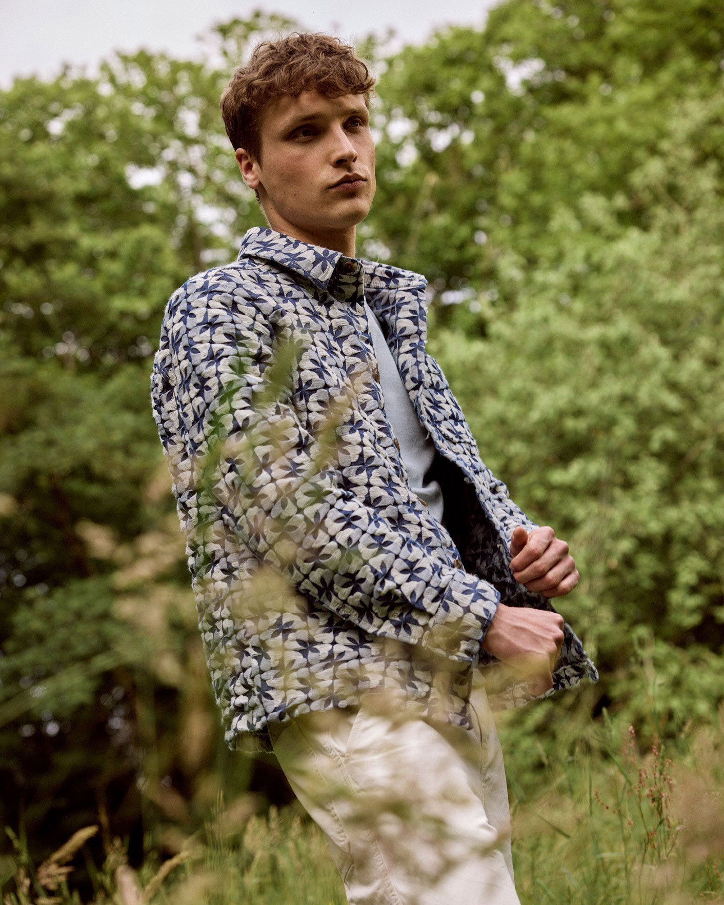 Surchemise droite en coton imprimé FAGUO Bleu