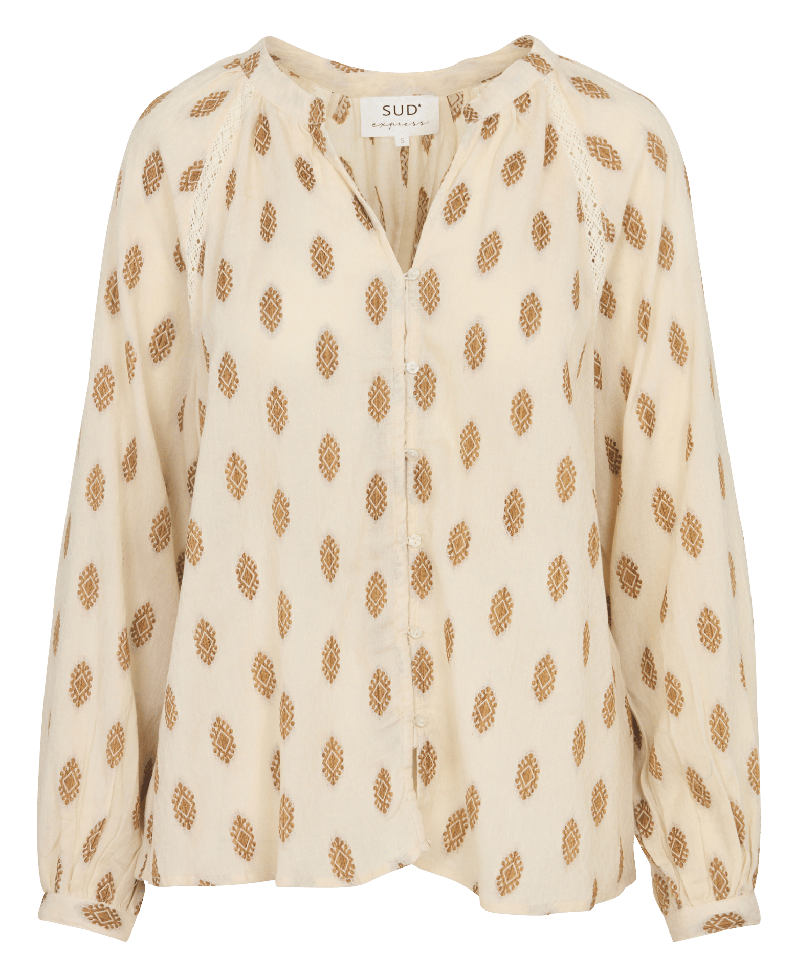 Embroidered Tunisian collar blouse SUD EXPRESS Beige