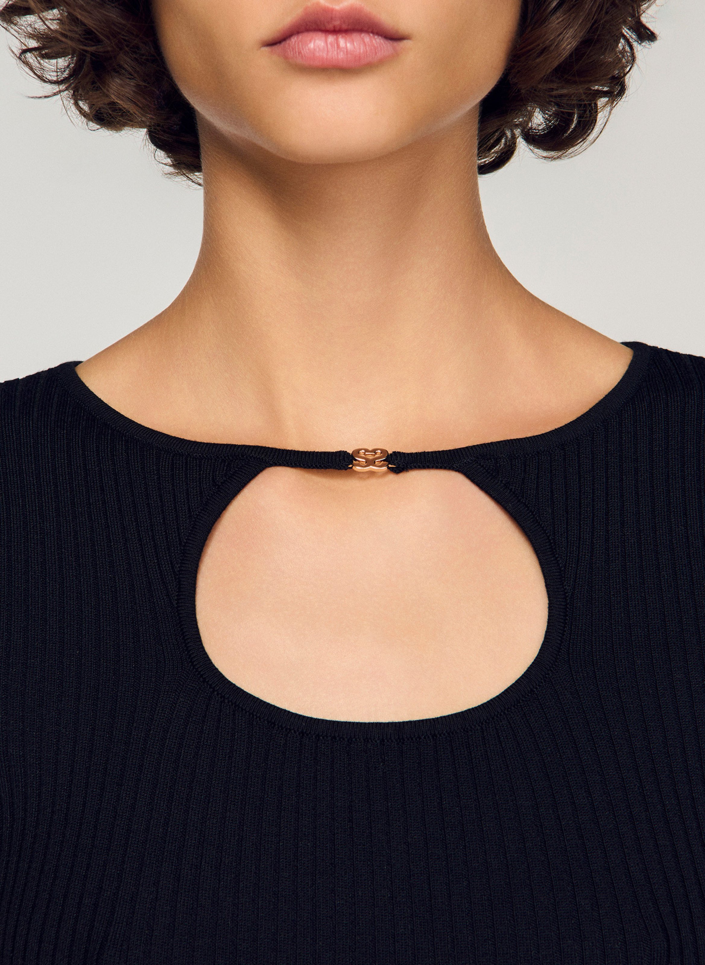 Top ajusté manches courtes  SANDRO Noir