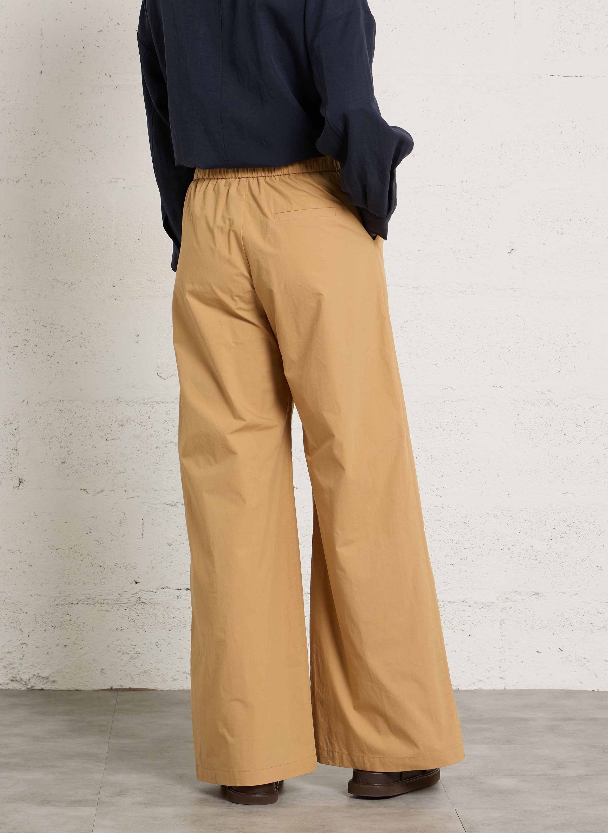 Wide-leg organic cotton pants SUNCOO Beige