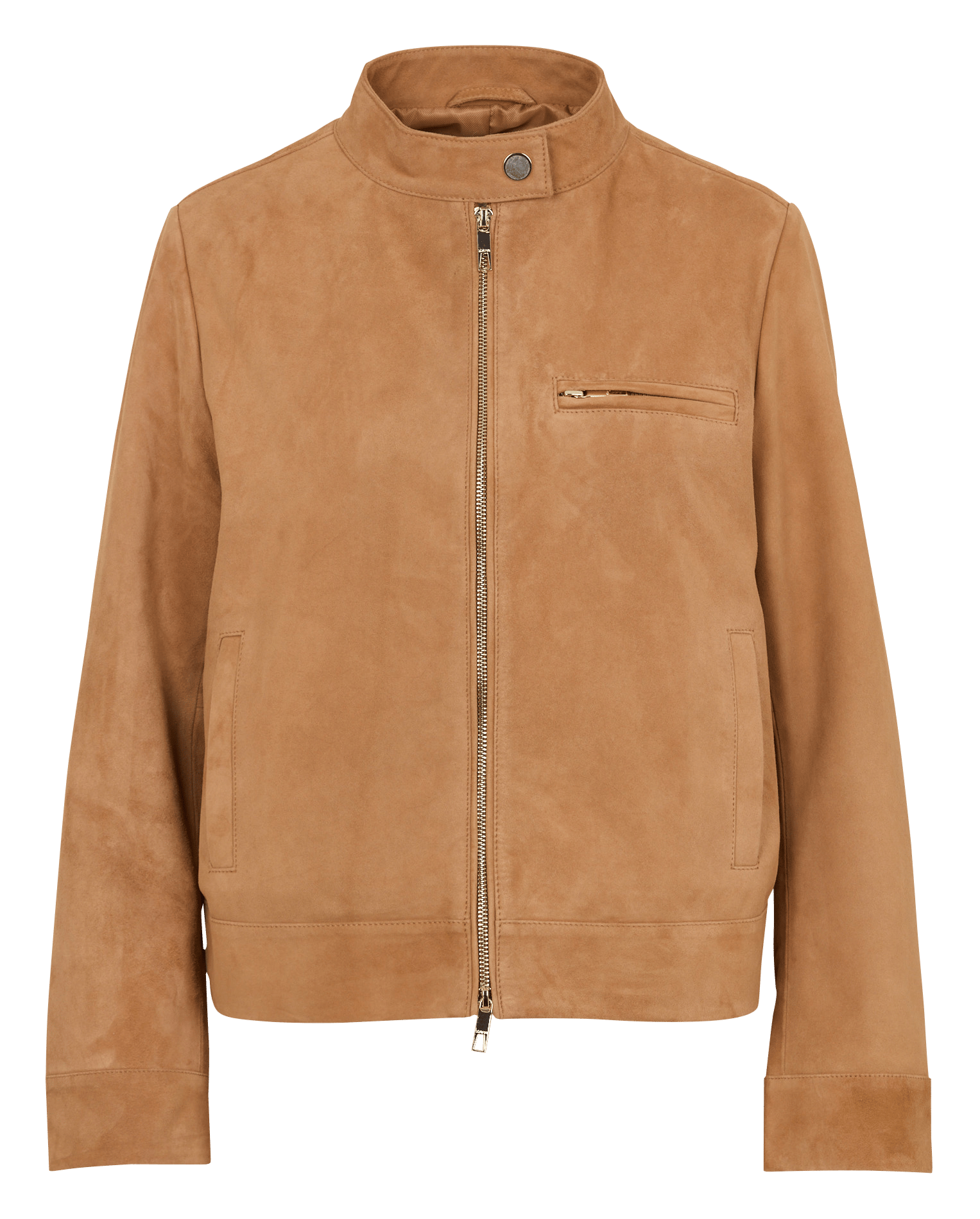 Leather jacket with high collar ZAPA Beige