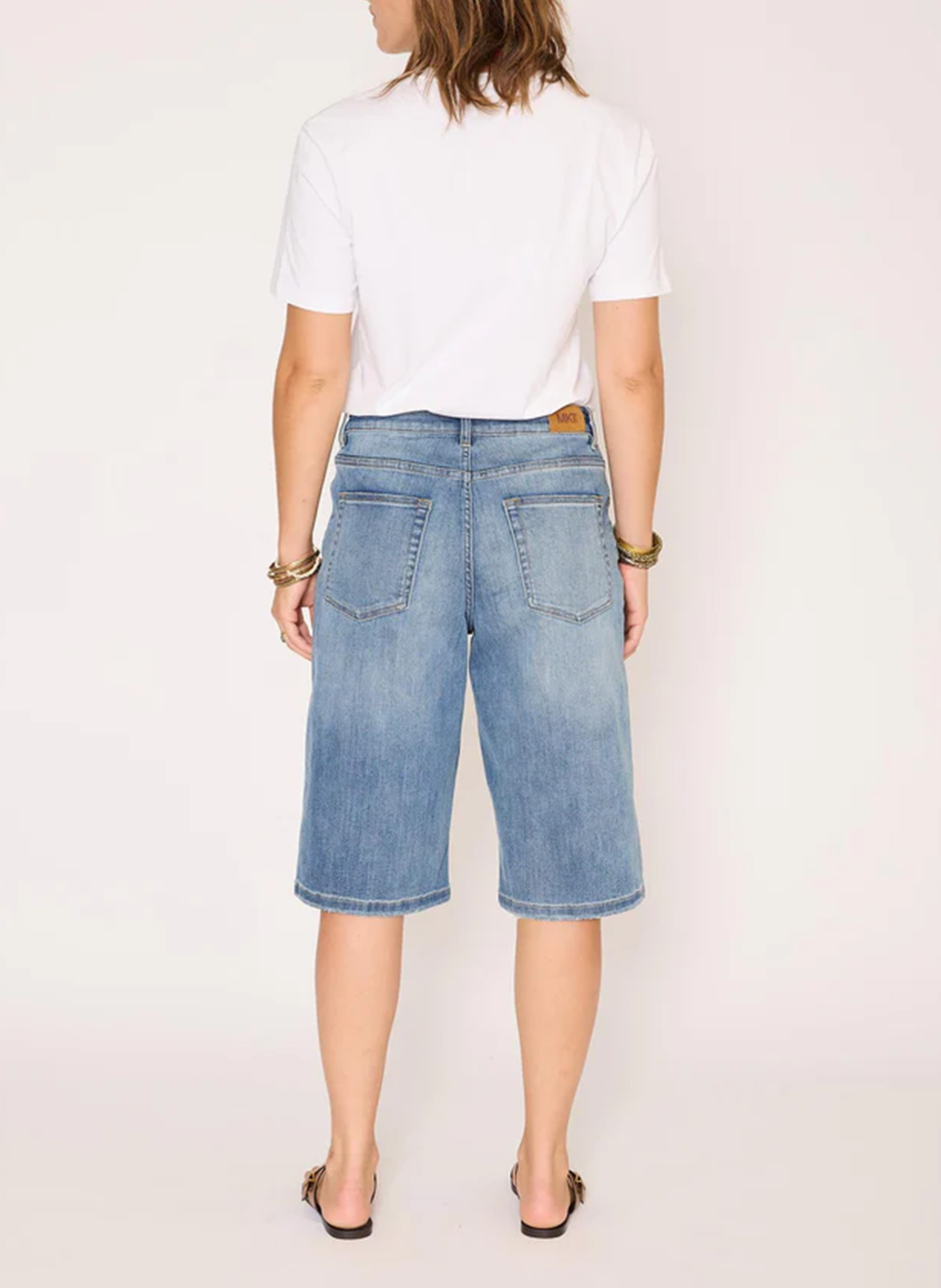 Bermuda droit taille haute en coton mélangé MKT Bleu