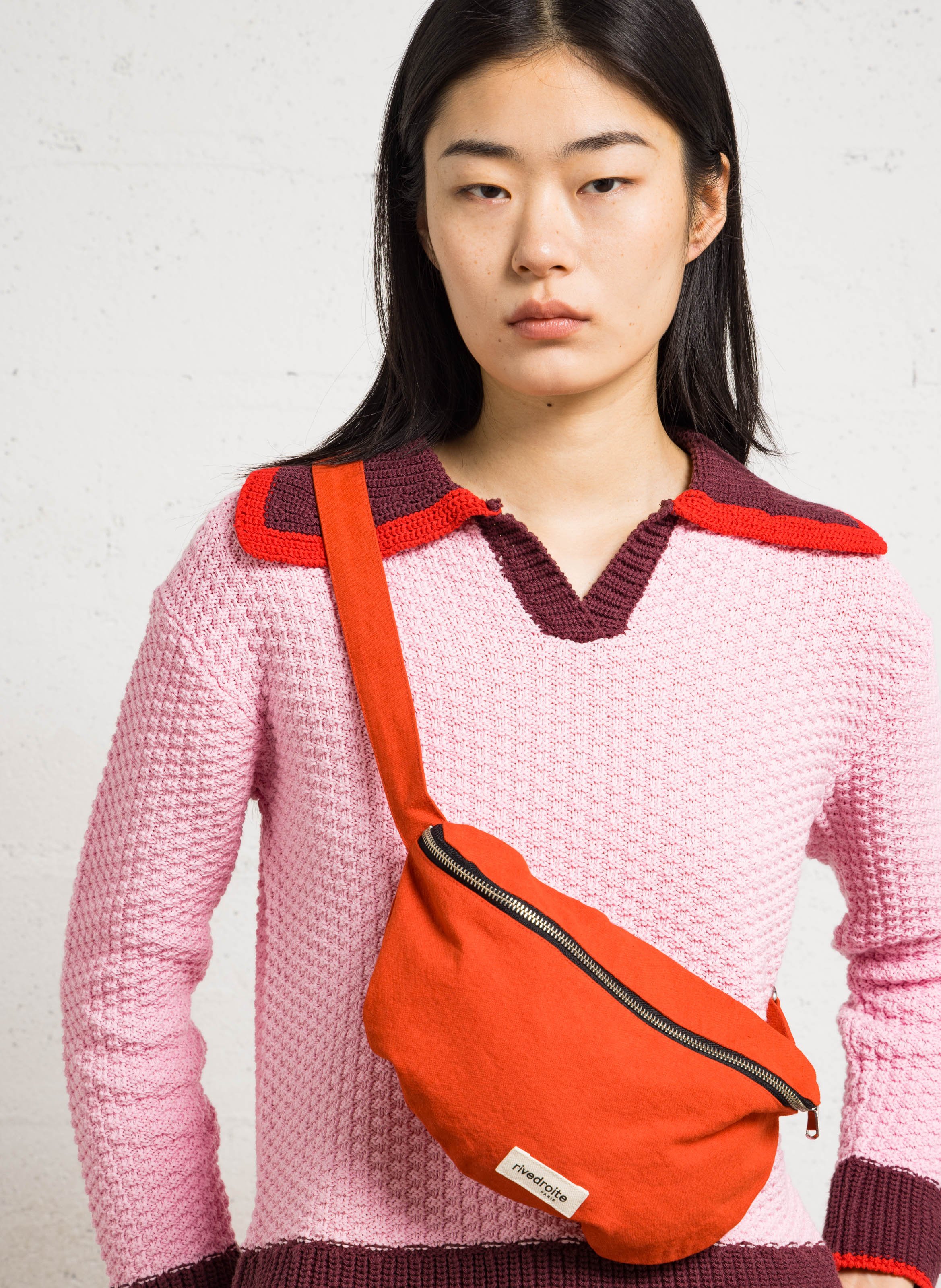 Sac banane en coton recyclé imprimé RIVEDROITE PARIS Rouge