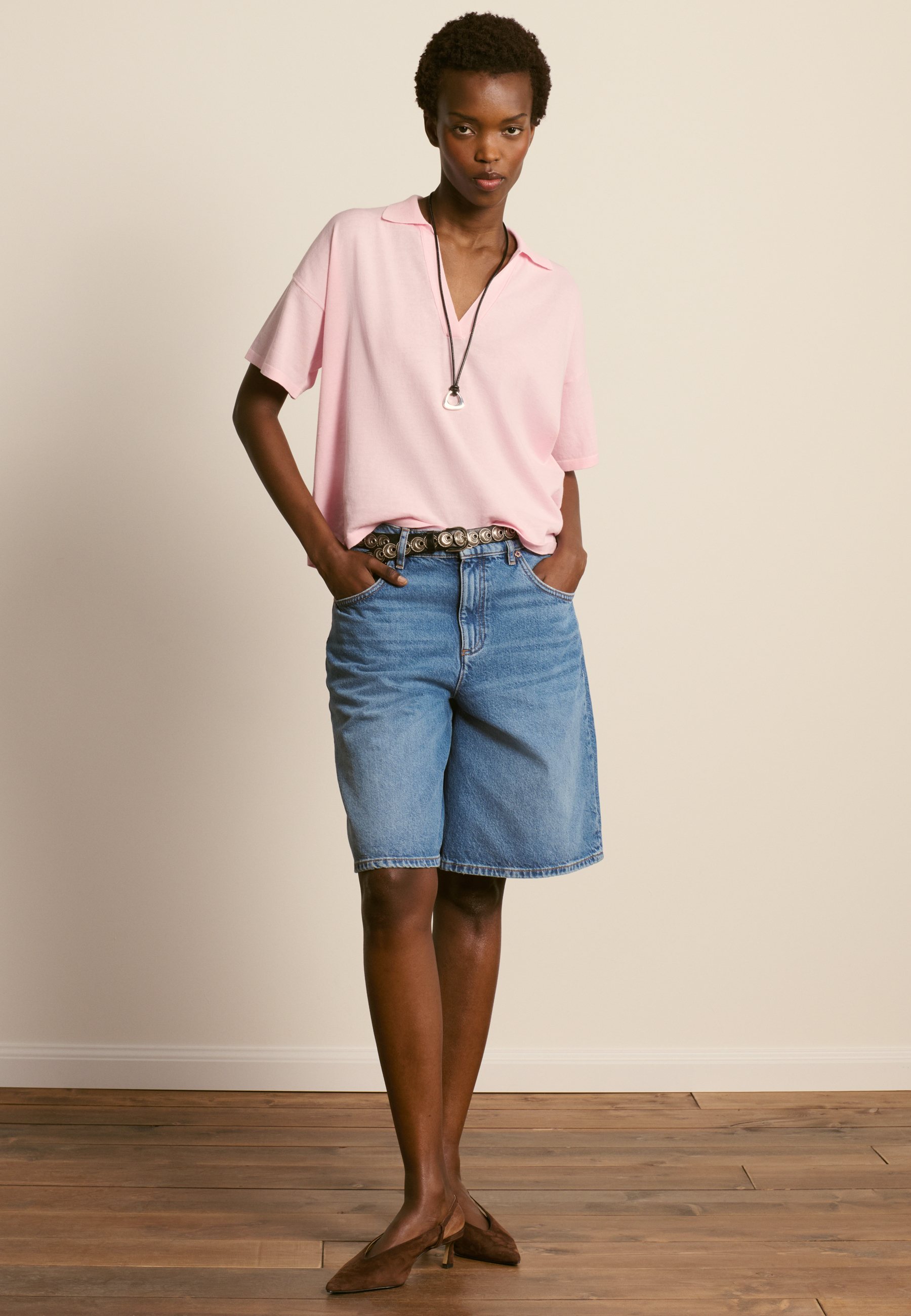 Polo en coton biologique MAISON MONTAGUT Rose