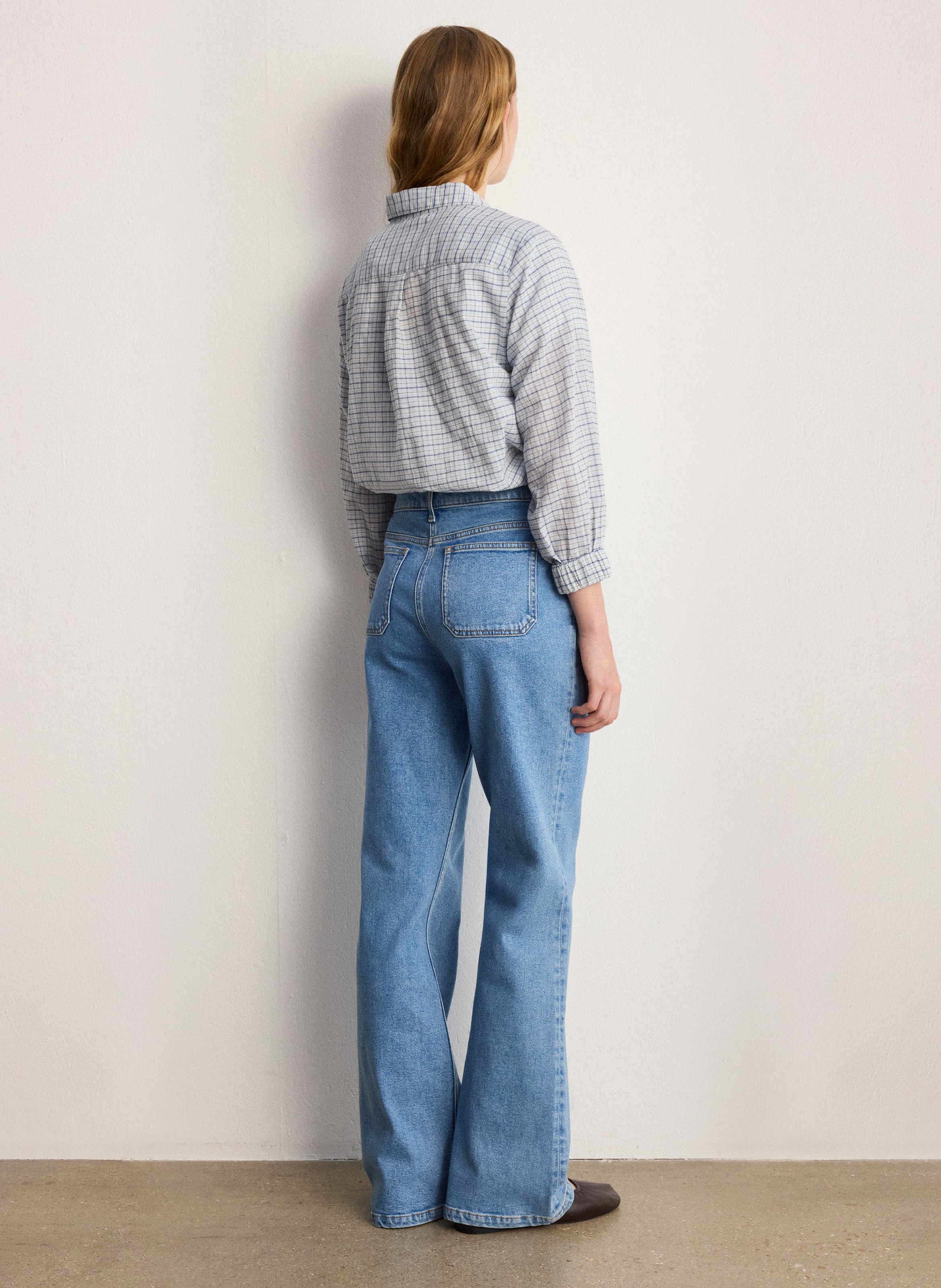 Jean flare en coton mélangé PABLO Bleu