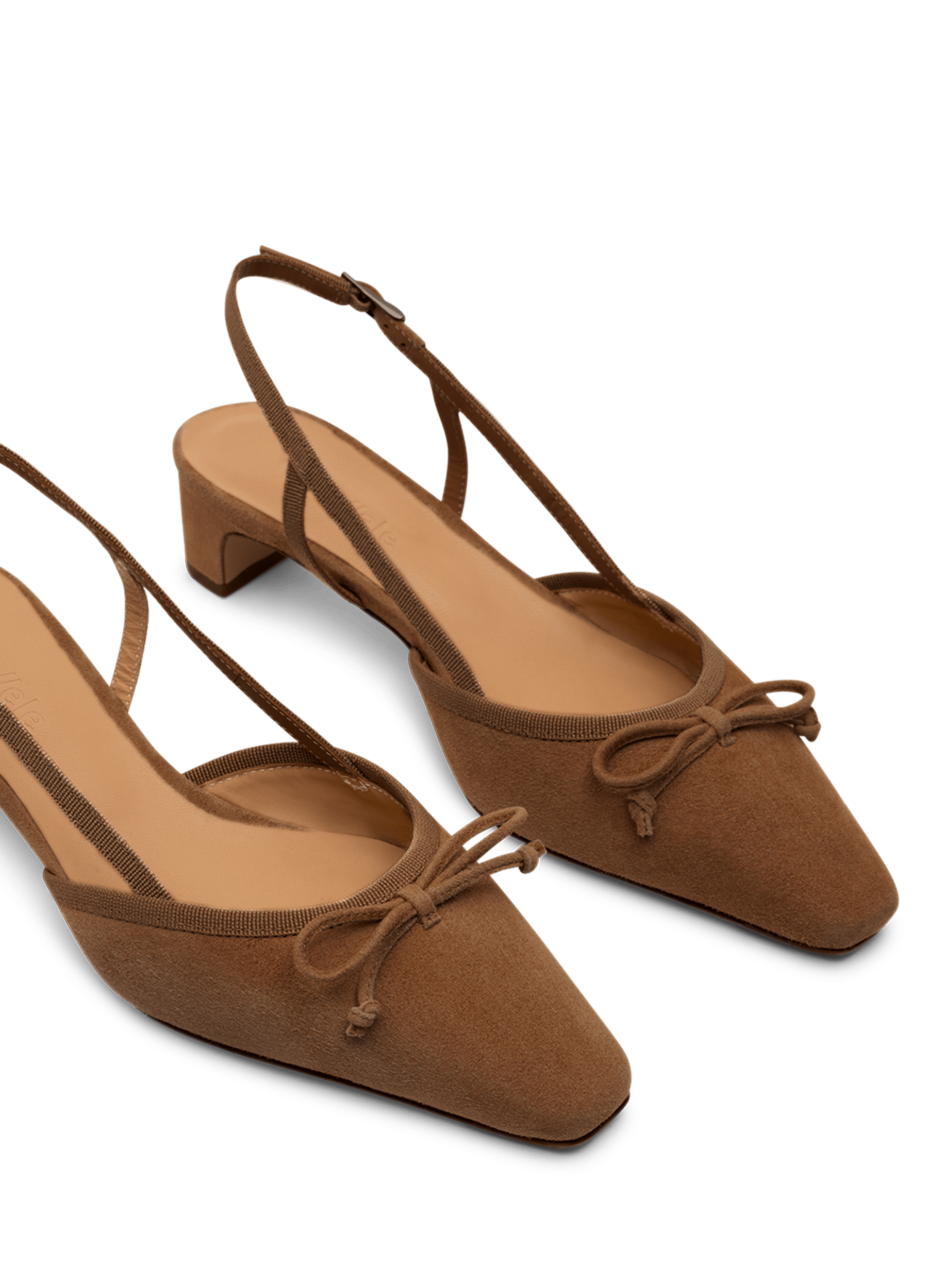 Slingback en cuir velours datte PARALLELE PARIS Marron