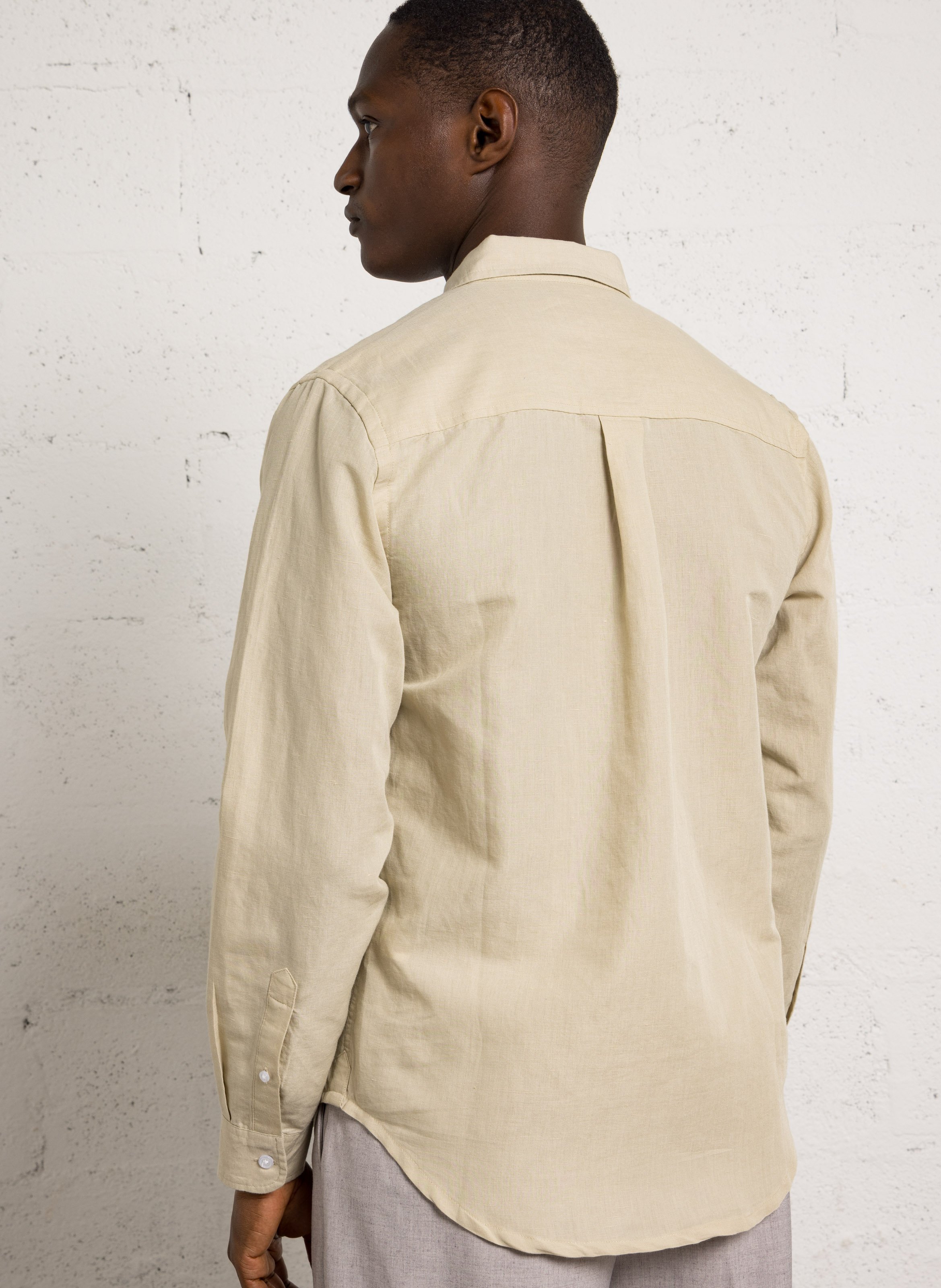 Chemise col classique en lin mélangé MINIMUM Beige