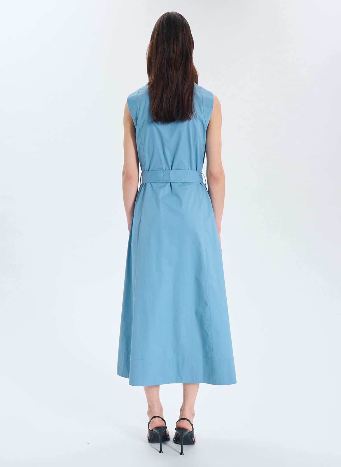 Long cotton V-neck dress ZAPA Blue