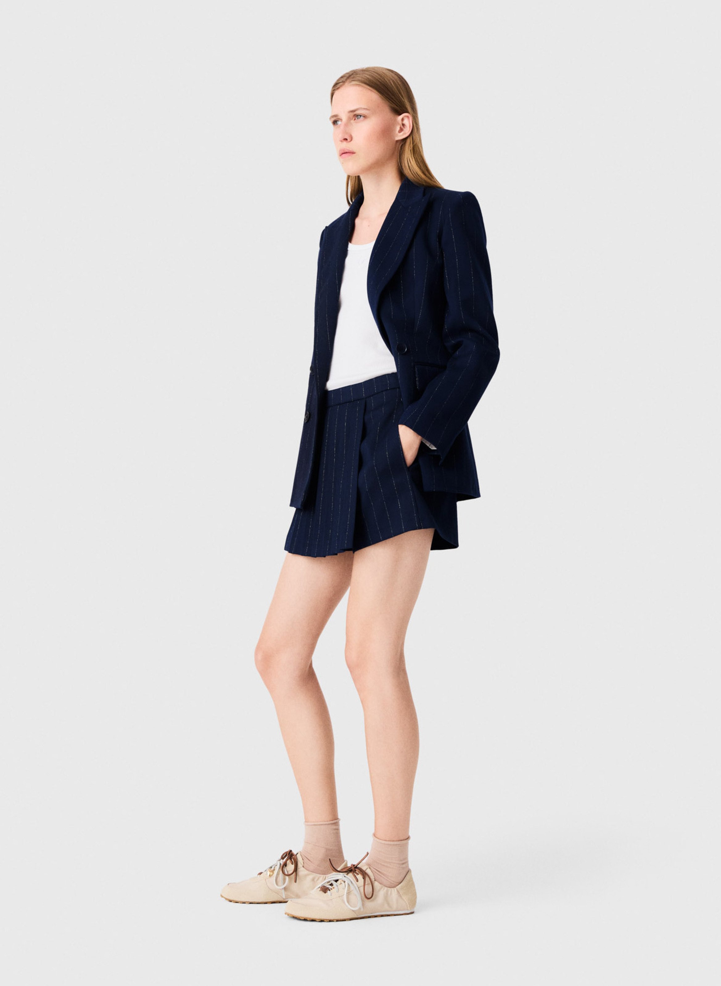 Korte rok met fijne strepen MAJE Blauw