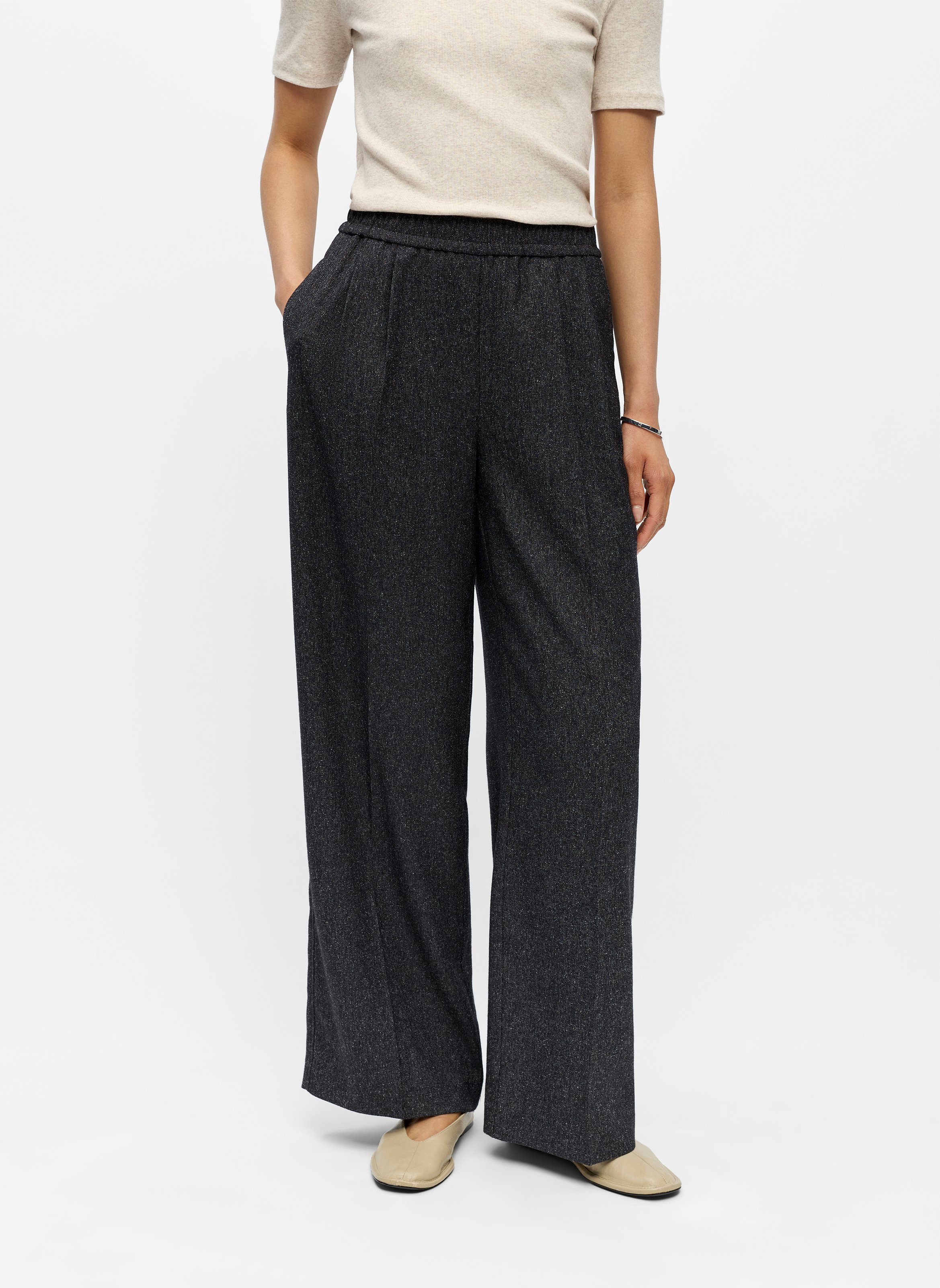 Pantalon droit taille haute OBJECT Noir